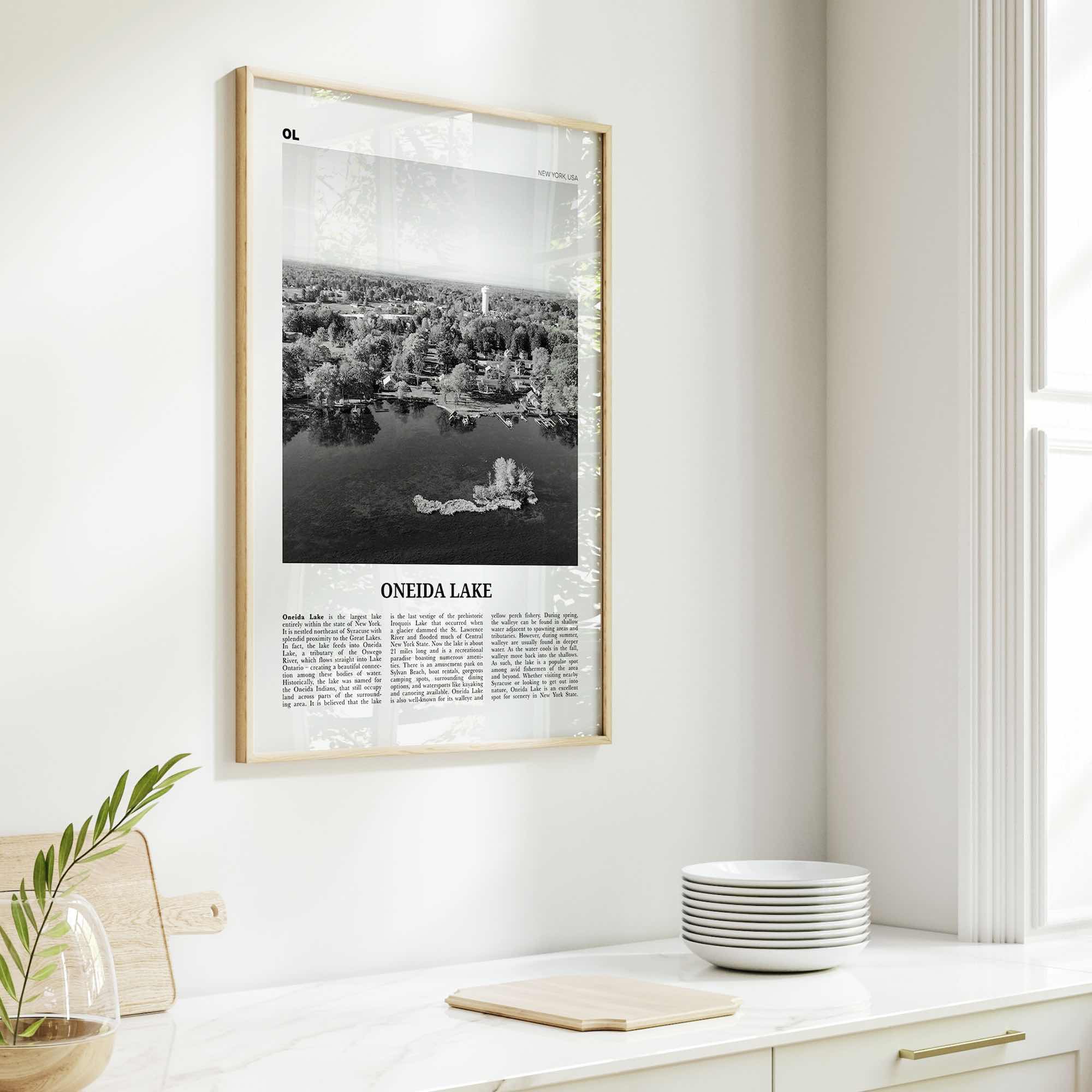 Oneida Lake Print Black and White, Oneida Lake Wall Art, Oneida Lake Poster, Oneida Lake Photo, Oneida Lake Wall Décor, Oneida Lake Map,