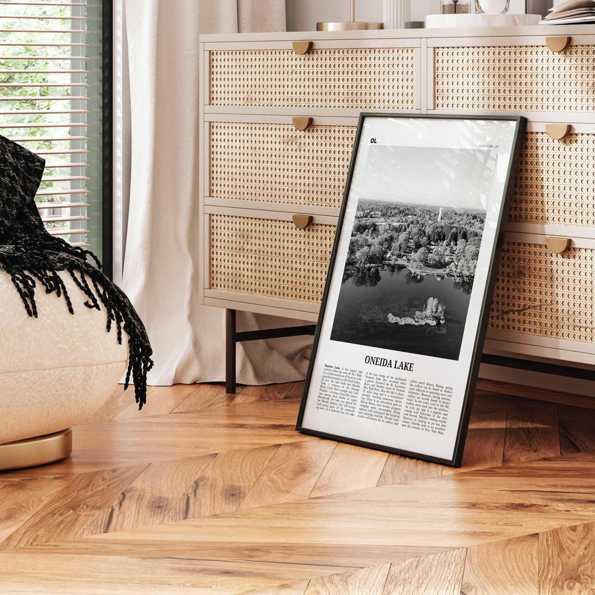 Oneida Lake Print Black and White, Oneida Lake Wall Art, Oneida Lake Poster, Oneida Lake Photo, Oneida Lake Wall Décor, Oneida Lake Map,