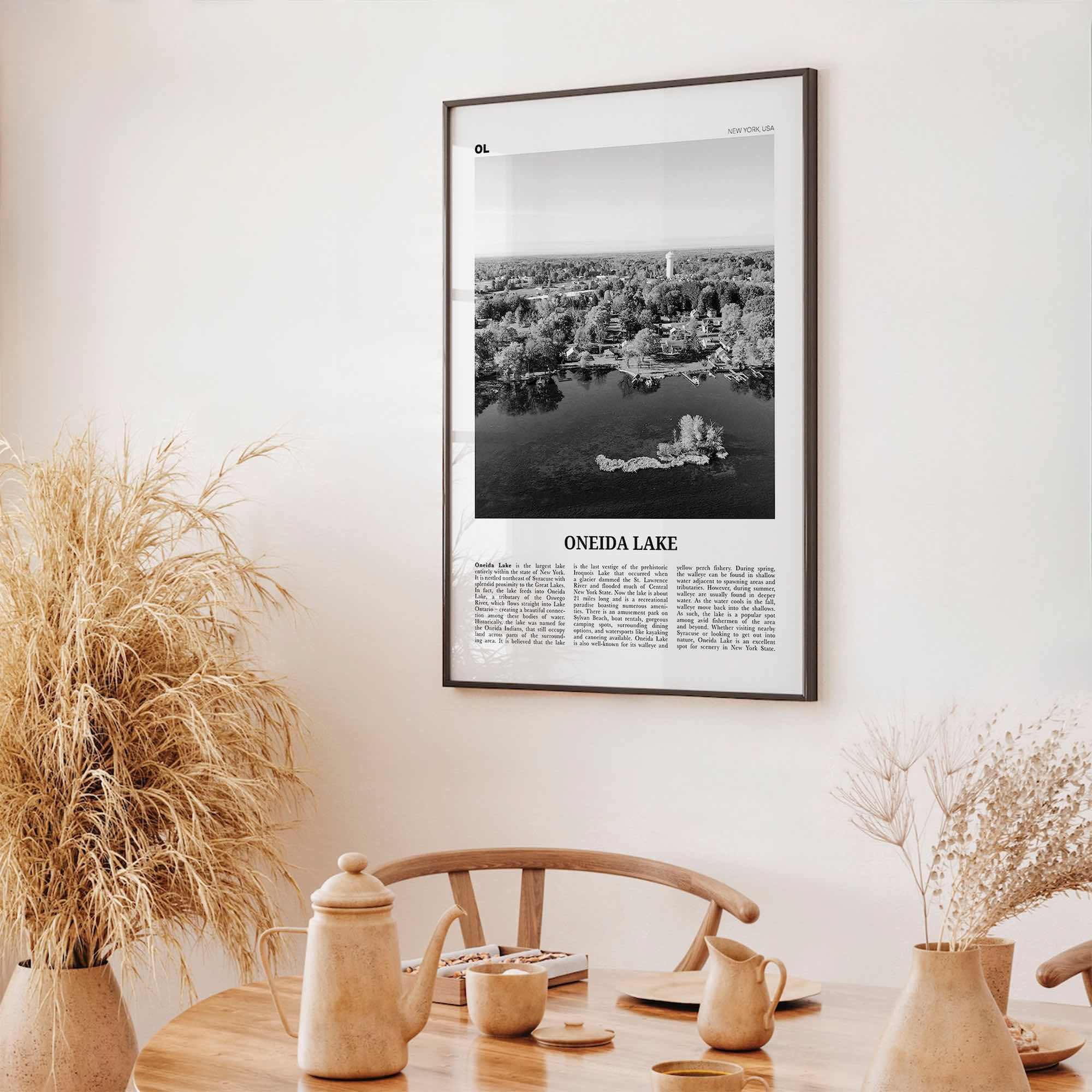 Oneida Lake Print Black and White, Oneida Lake Wall Art, Oneida Lake Poster, Oneida Lake Photo, Oneida Lake Wall Décor, Oneida Lake Map,