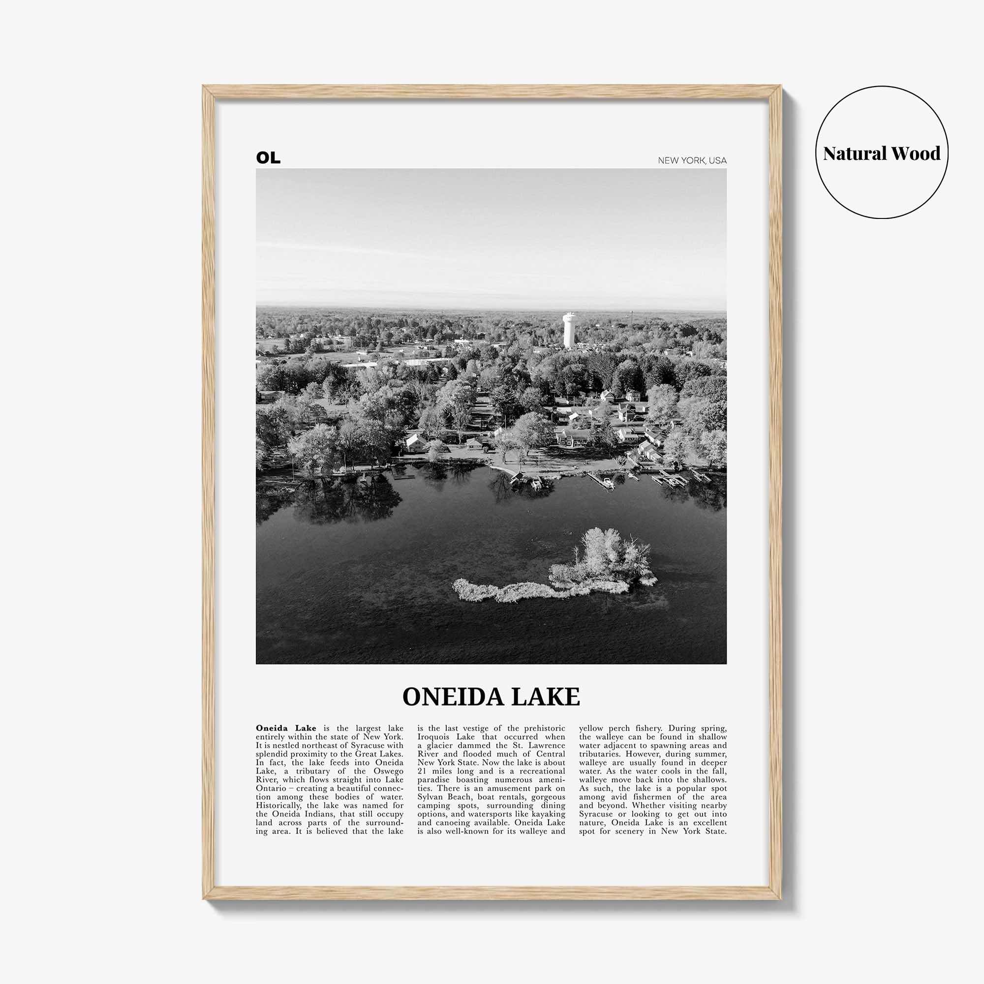 Oneida Lake Print Black and White, Oneida Lake Wall Art, Oneida Lake Poster, Oneida Lake Photo, Oneida Lake Wall Décor, Oneida Lake Map,