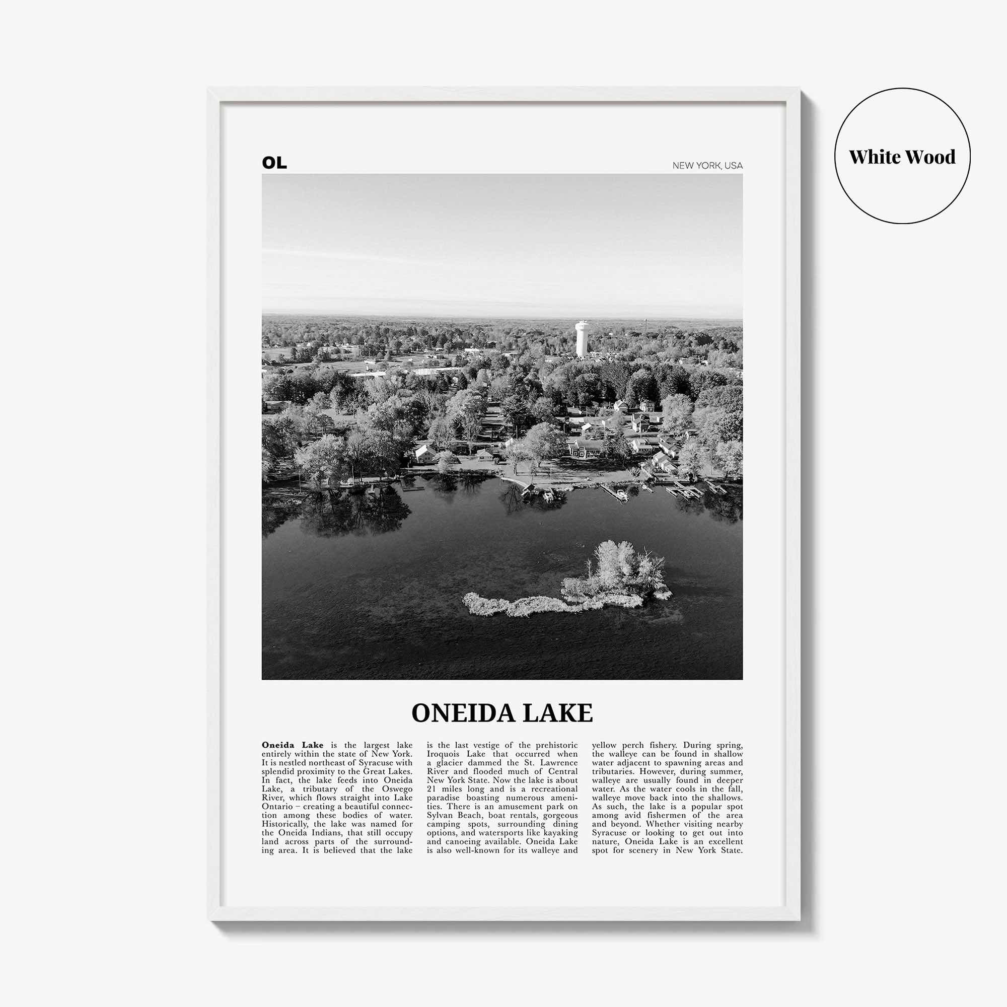 Oneida Lake Print Black and White, Oneida Lake Wall Art, Oneida Lake Poster, Oneida Lake Photo, Oneida Lake Wall Décor, Oneida Lake Map,