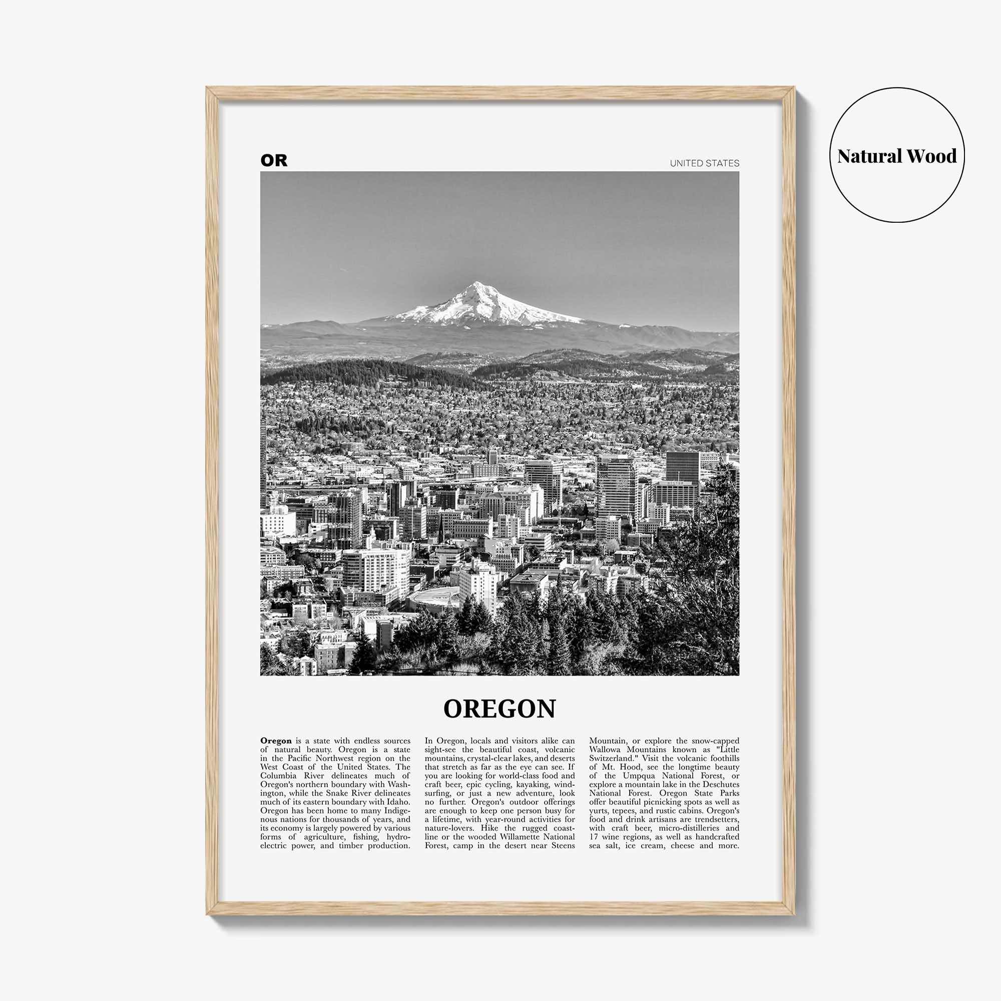 Oregon Print Black and White No 4, Oregon Wall Art, Oregon Poster, Oregon Photo, Oregon Wall Décor, Oregon Map, United States