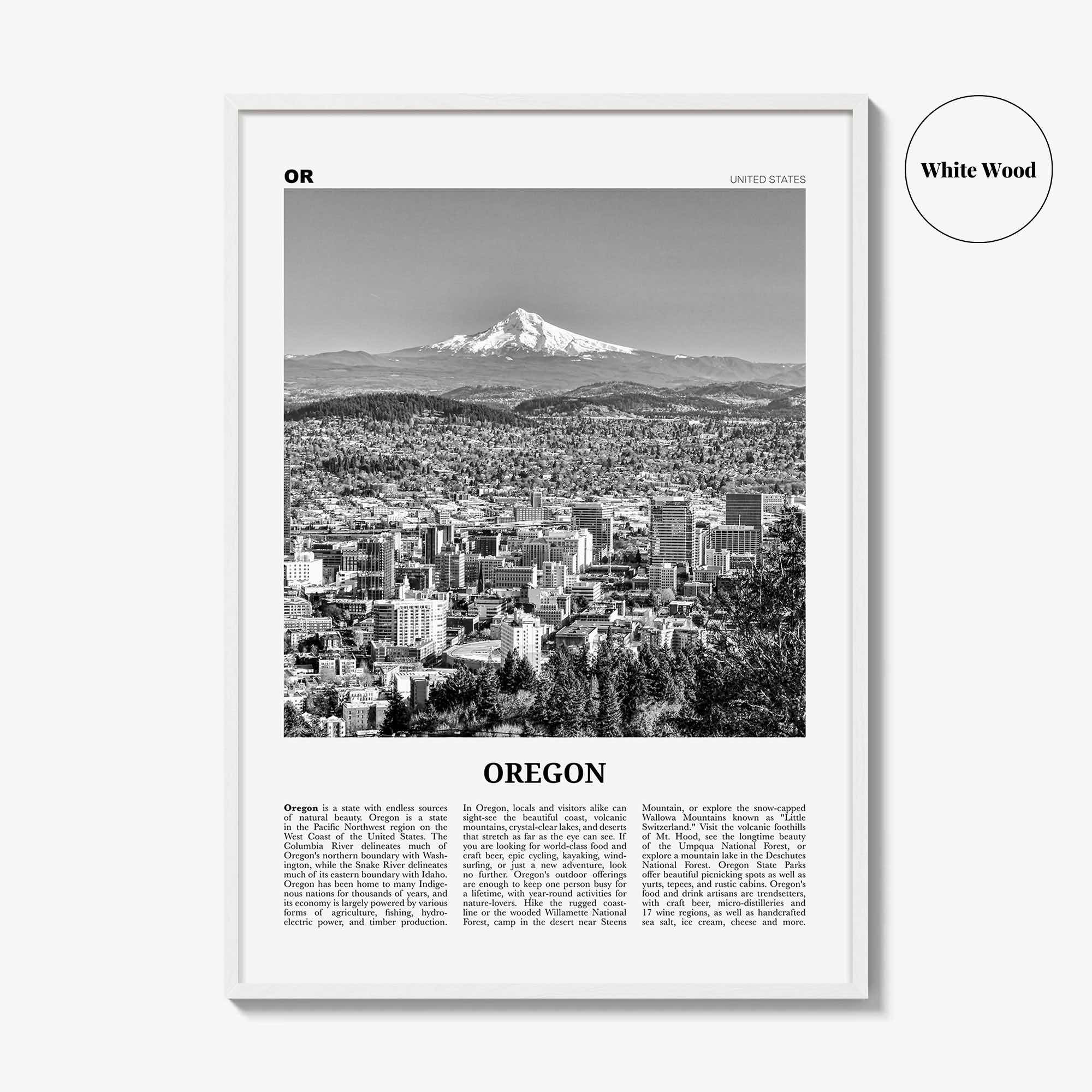 Oregon Print Black and White No 4, Oregon Wall Art, Oregon Poster, Oregon Photo, Oregon Wall Décor, Oregon Map, United States