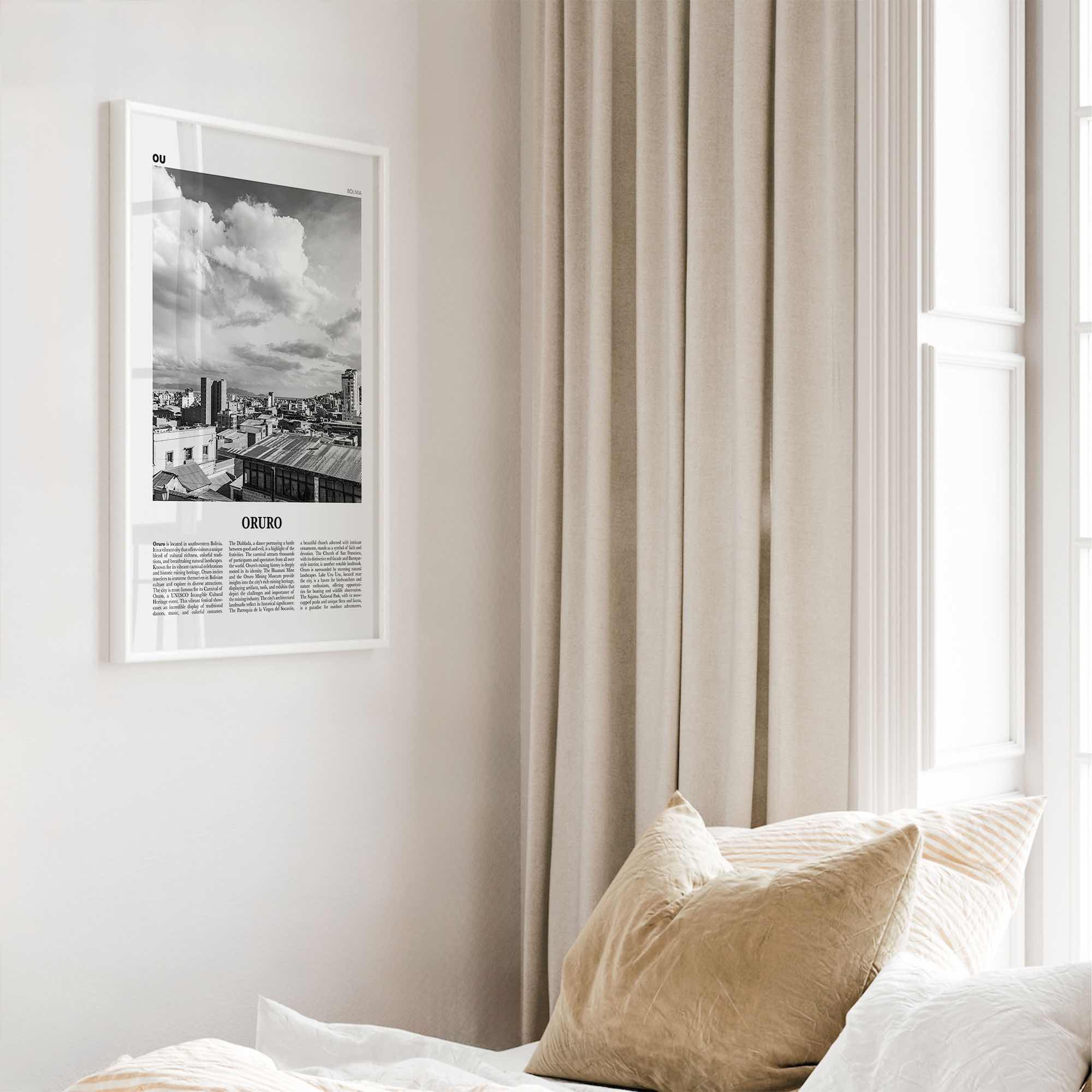 Oruro Print Black and White, Oruro Wall Art, Oruro Poster, Oruro Photo, Oruro Wall Décor, Oruro Map, Bolivia