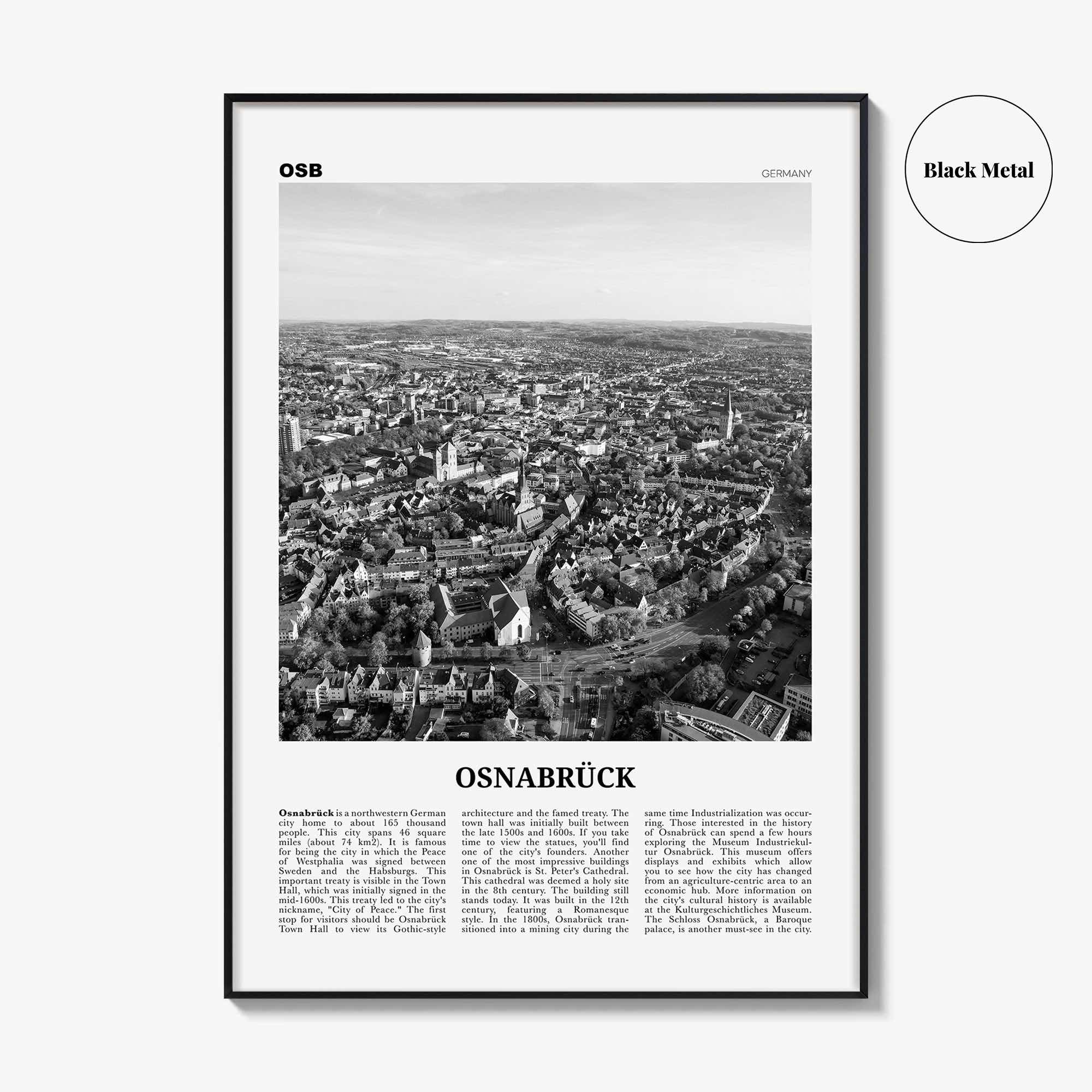 Osnabruck Print Black and White, Osnabrück Wall Art, Osnabrück Poster, Osnabrück Photo, Osnabrück Wall Décor, Osnabrück Map, Germany