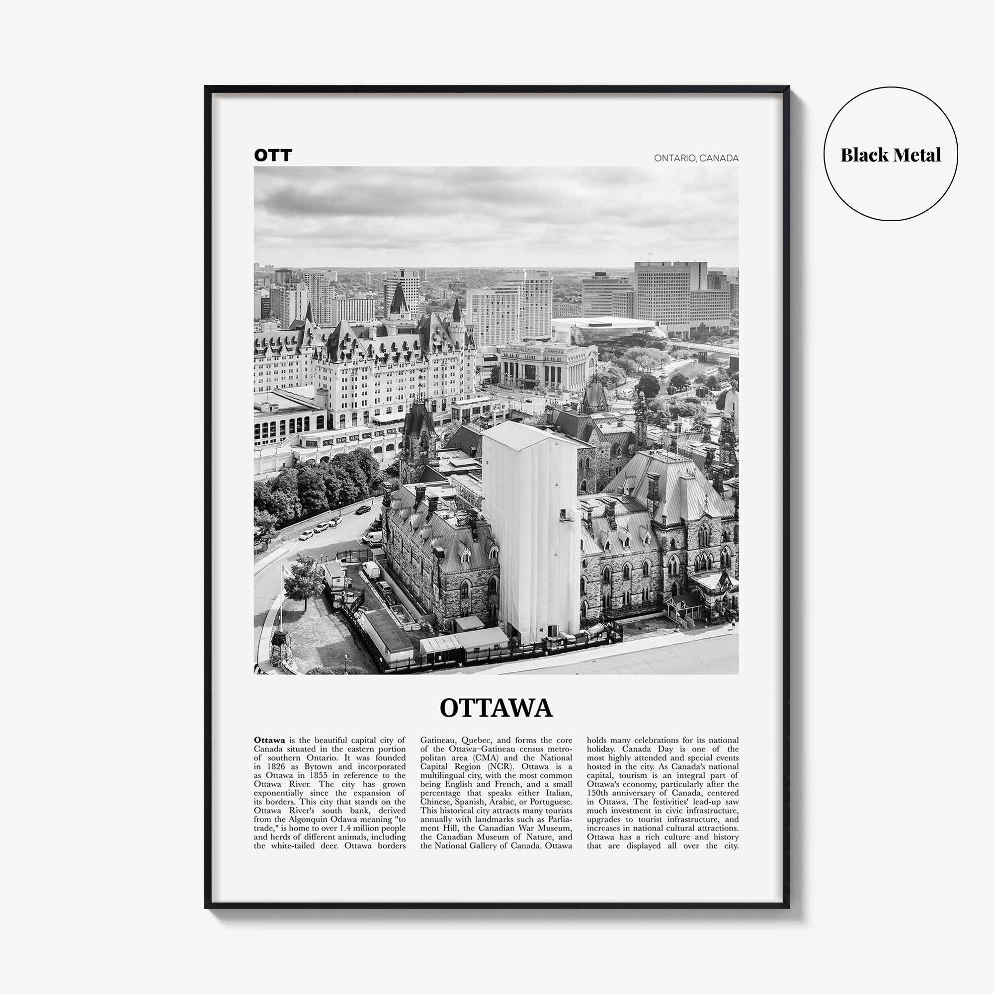 Ottawa Print Black and White No 2, Ottawa Wall Art, Ottawa Poster, Ottawa Photo, Ottawa Wall Décor, Ontario, Canada, Gatineau, Quebec