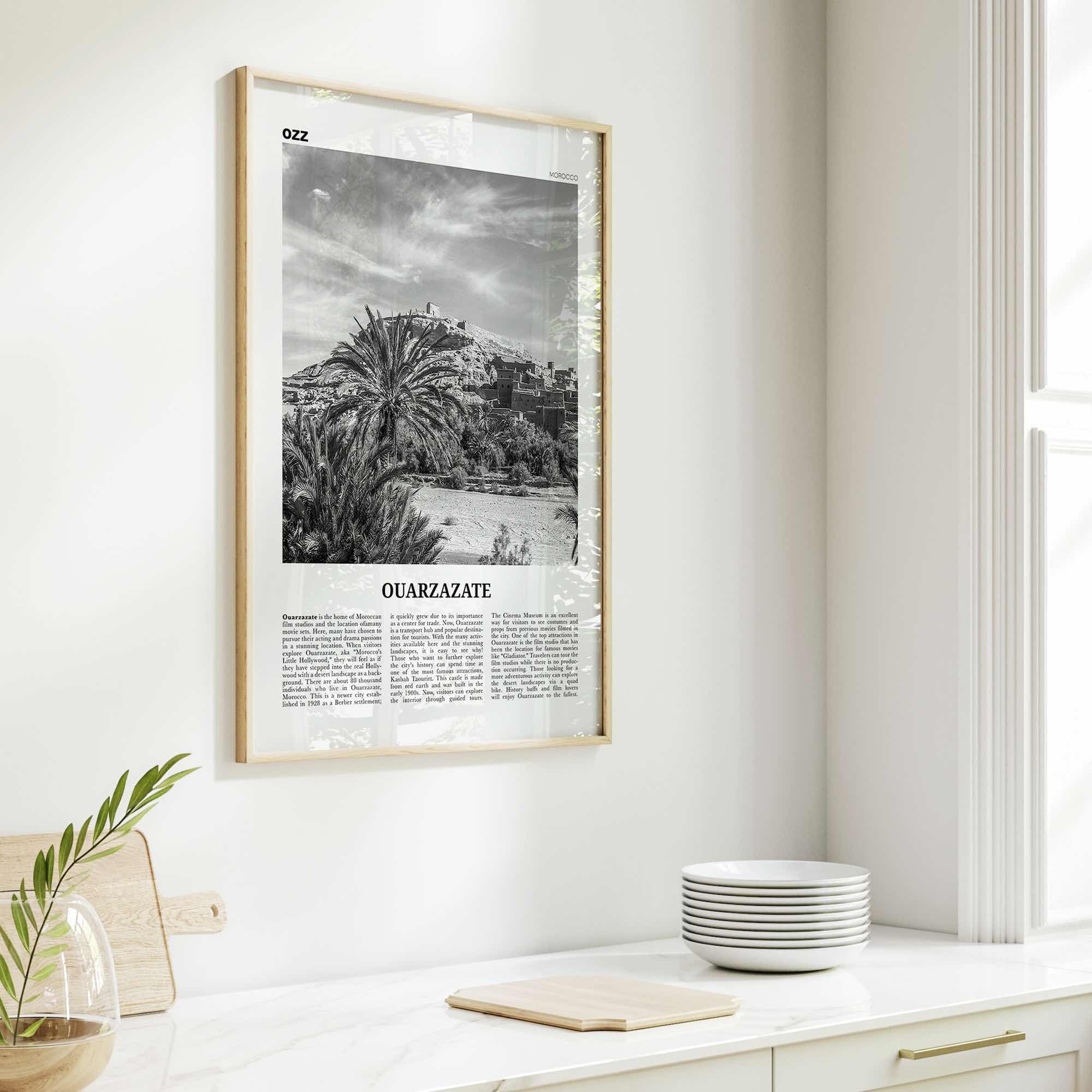 Ouarzazate Print Black and White, Ouarzazate Wall Art, Ouarzazate Poster, Ouarzazate Photo, Ouarzazate Wall Décor, Ouarzazate Map, Morocco