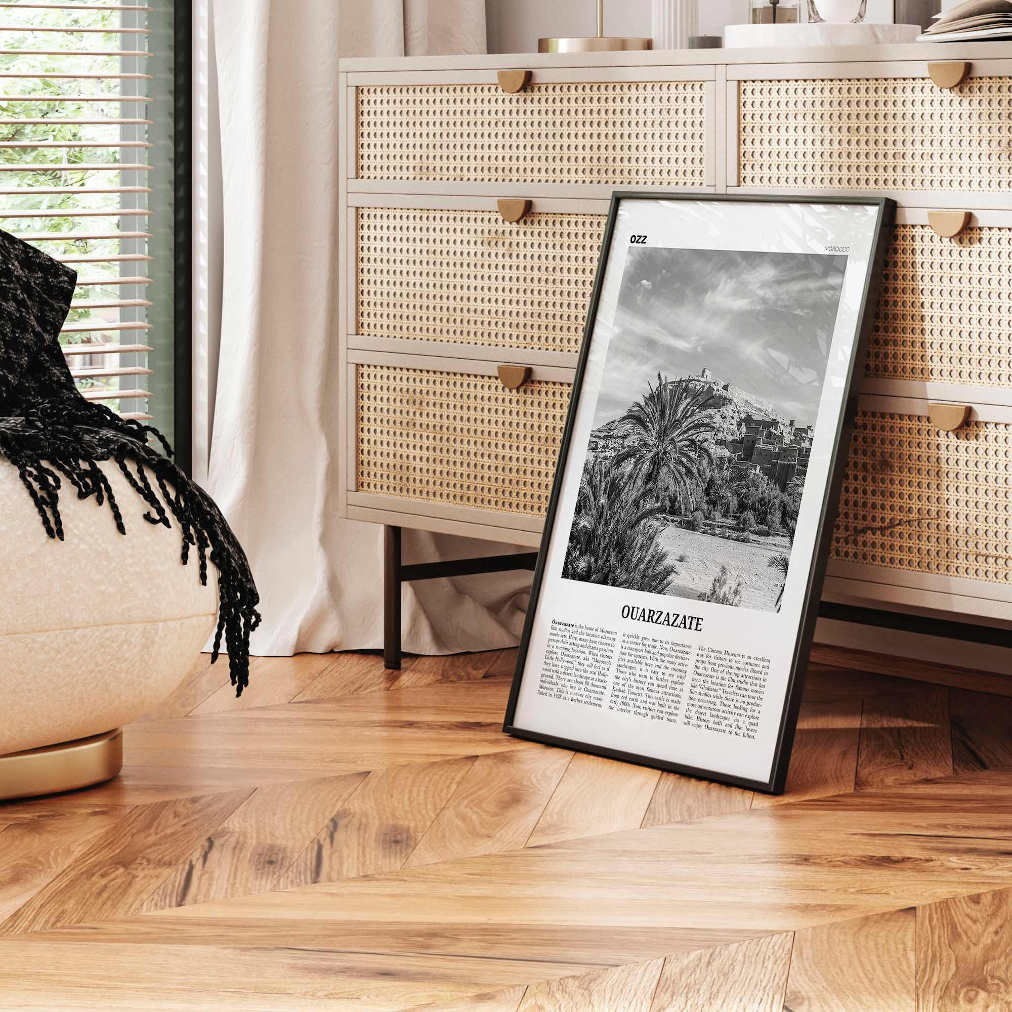 Ouarzazate Print Black and White, Ouarzazate Wall Art, Ouarzazate Poster, Ouarzazate Photo, Ouarzazate Wall Décor, Ouarzazate Map, Morocco