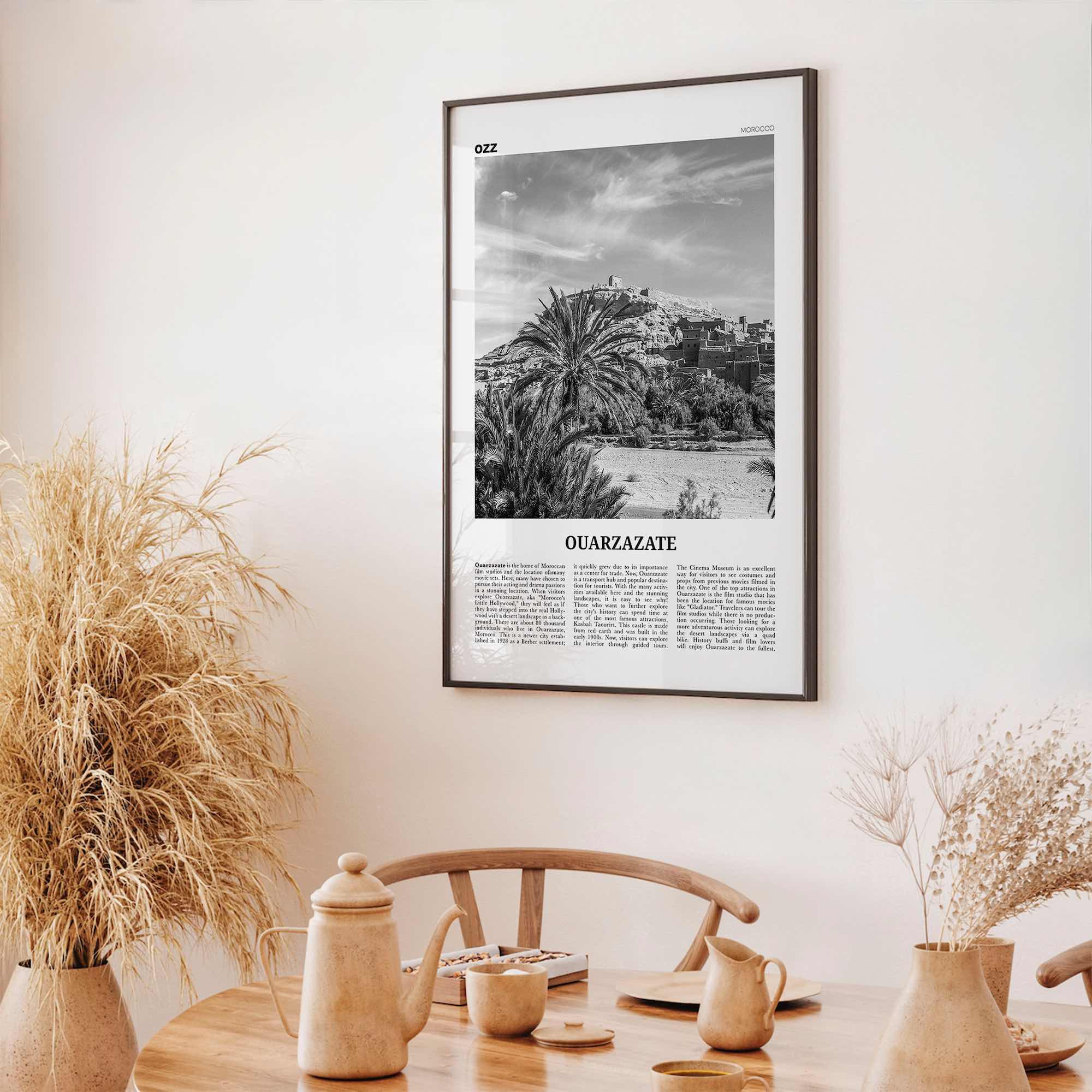 Ouarzazate Print Black and White, Ouarzazate Wall Art, Ouarzazate Poster, Ouarzazate Photo, Ouarzazate Wall Décor, Ouarzazate Map, Morocco