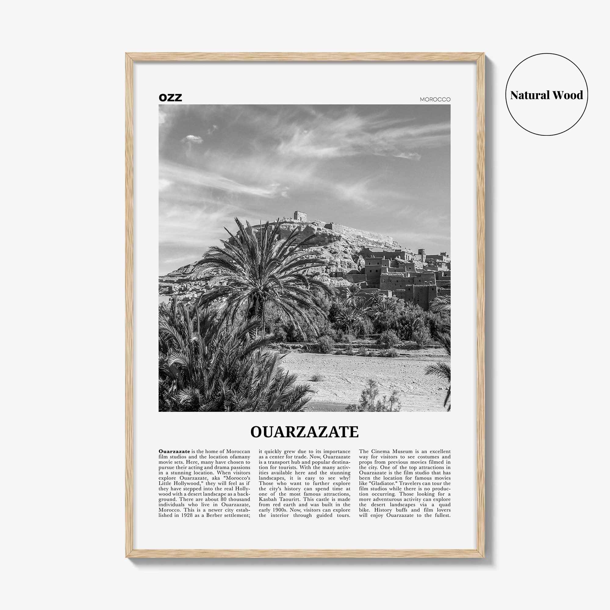 Ouarzazate Print Black and White, Ouarzazate Wall Art, Ouarzazate Poster, Ouarzazate Photo, Ouarzazate Wall Décor, Ouarzazate Map, Morocco