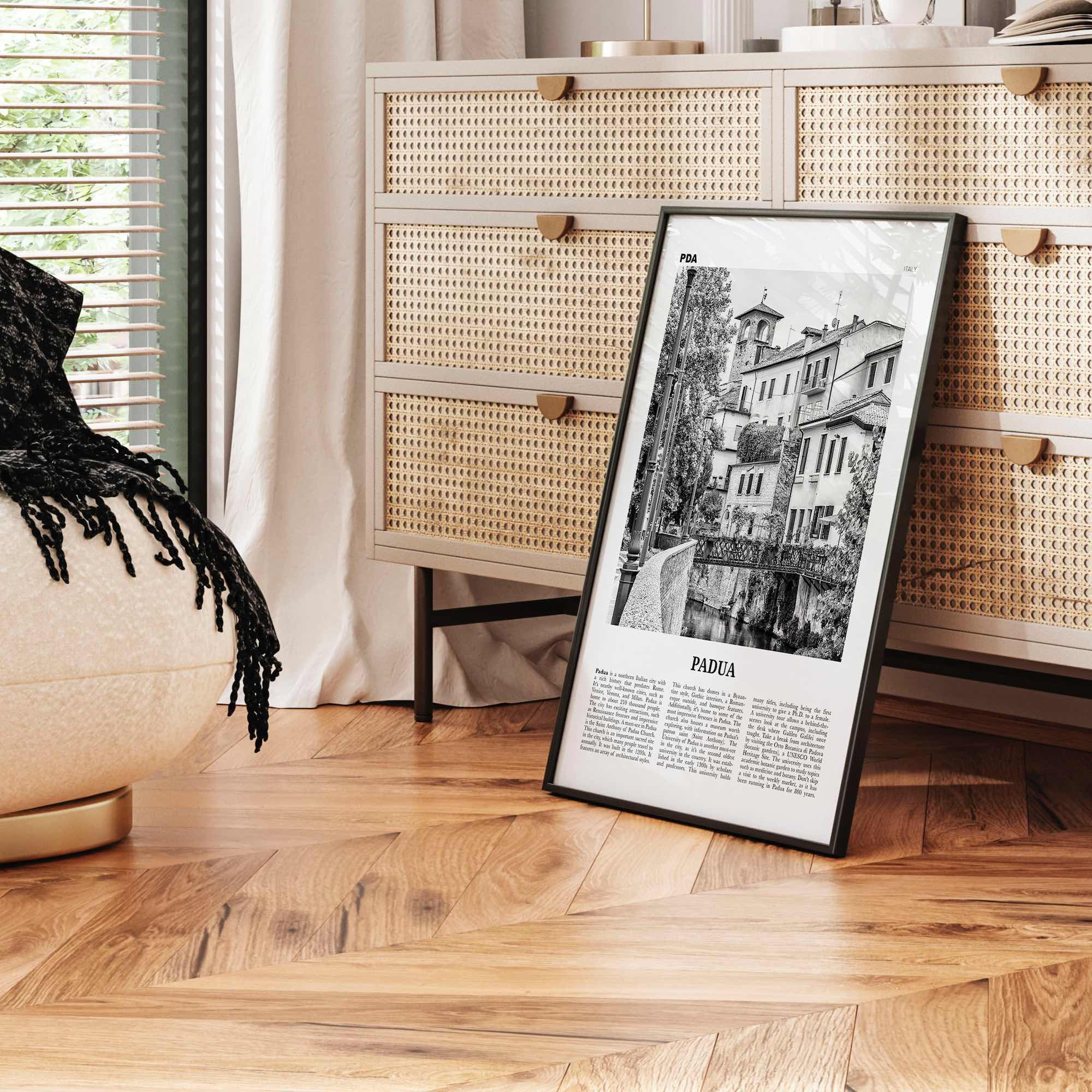 Padua Print Black and White, Padua Wall Art, Padua Poster, Padua Photo, Padua Wall Décor, Padua Map, Italy