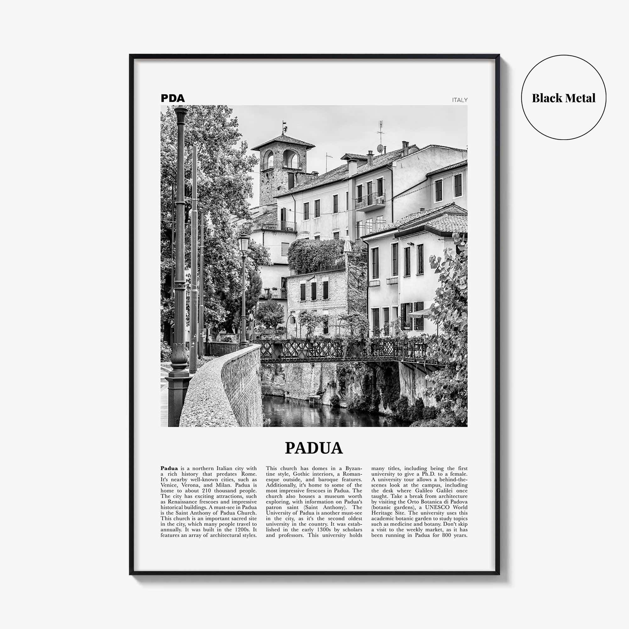 Padua Print Black and White, Padua Wall Art, Padua Poster, Padua Photo, Padua Wall Décor, Padua Map, Italy