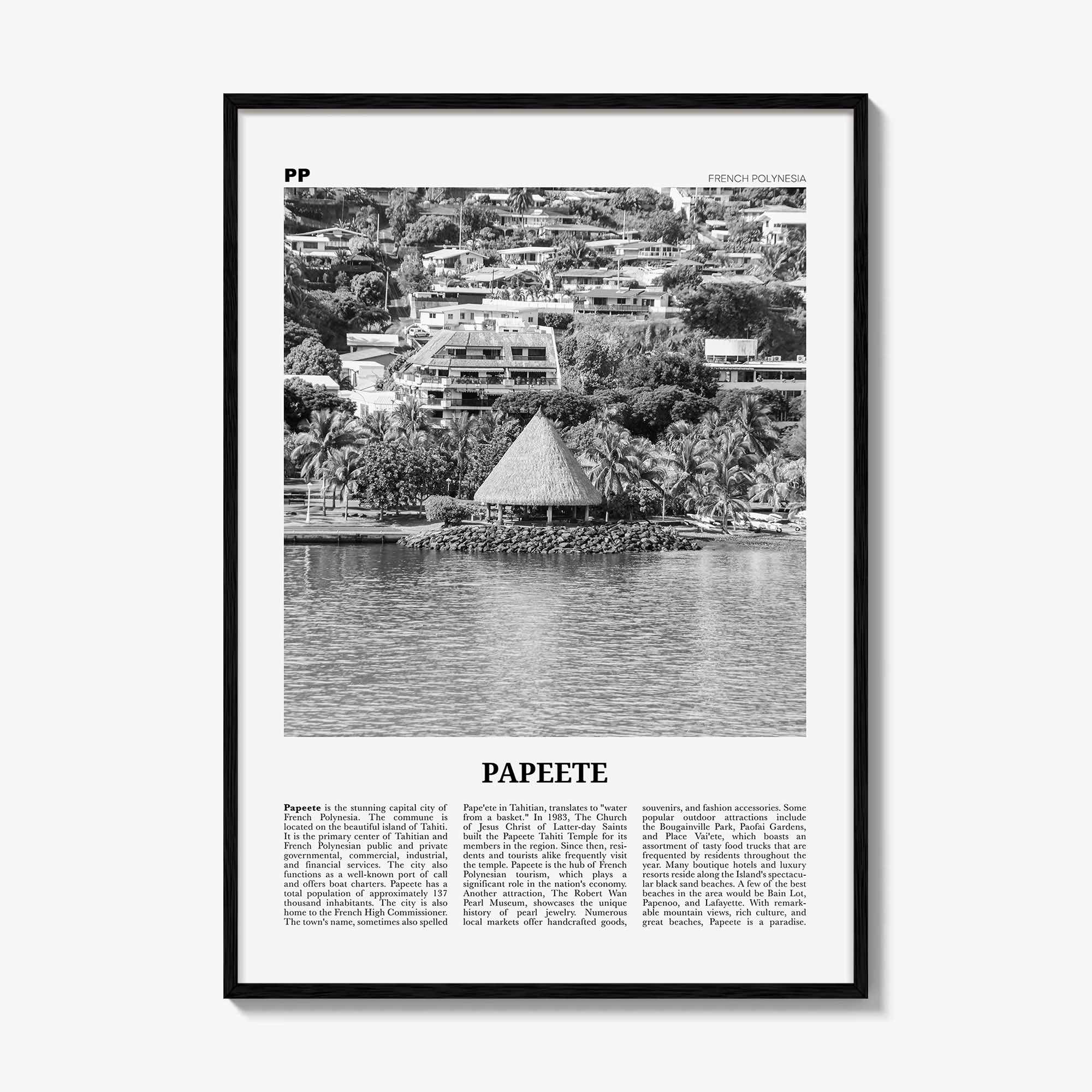 Papeete Print Black and White, Papeete Wall Art, Papeete Poster, Papeete Photo, Papeete Wall Décor, French Polynesia