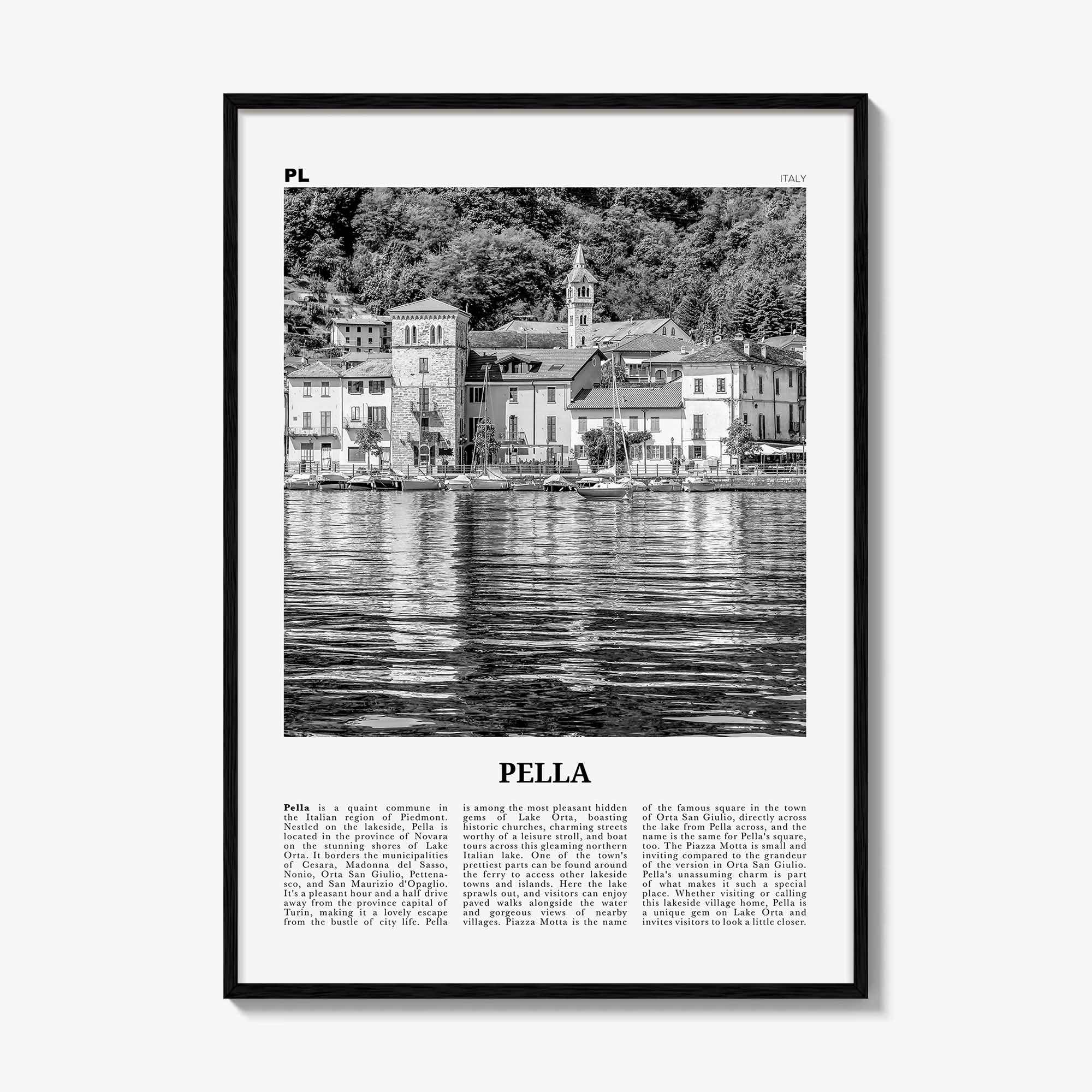 Pella Print Black and White Italy, Pella Wall Art, Pella Poster, Pella Photo, Pella Wall Décor, Pella Map, Italy