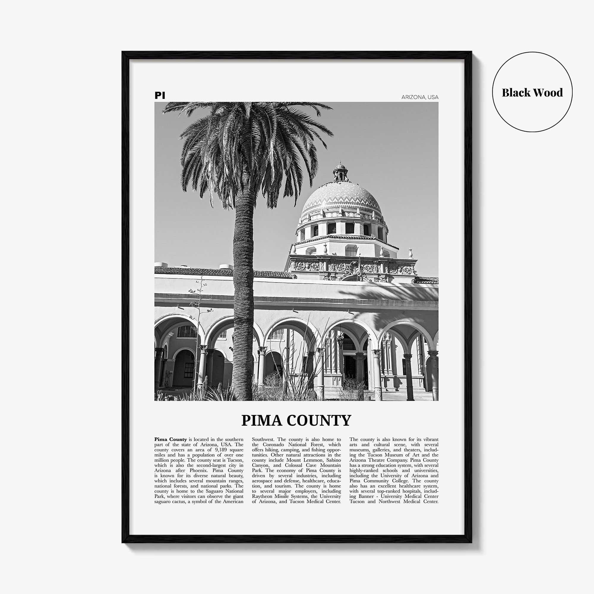 Pima County Print Black and White, Pima County Wall Art, Pima County Poster, Pima County Photo, Pima County Wall Décor, Pima County Map