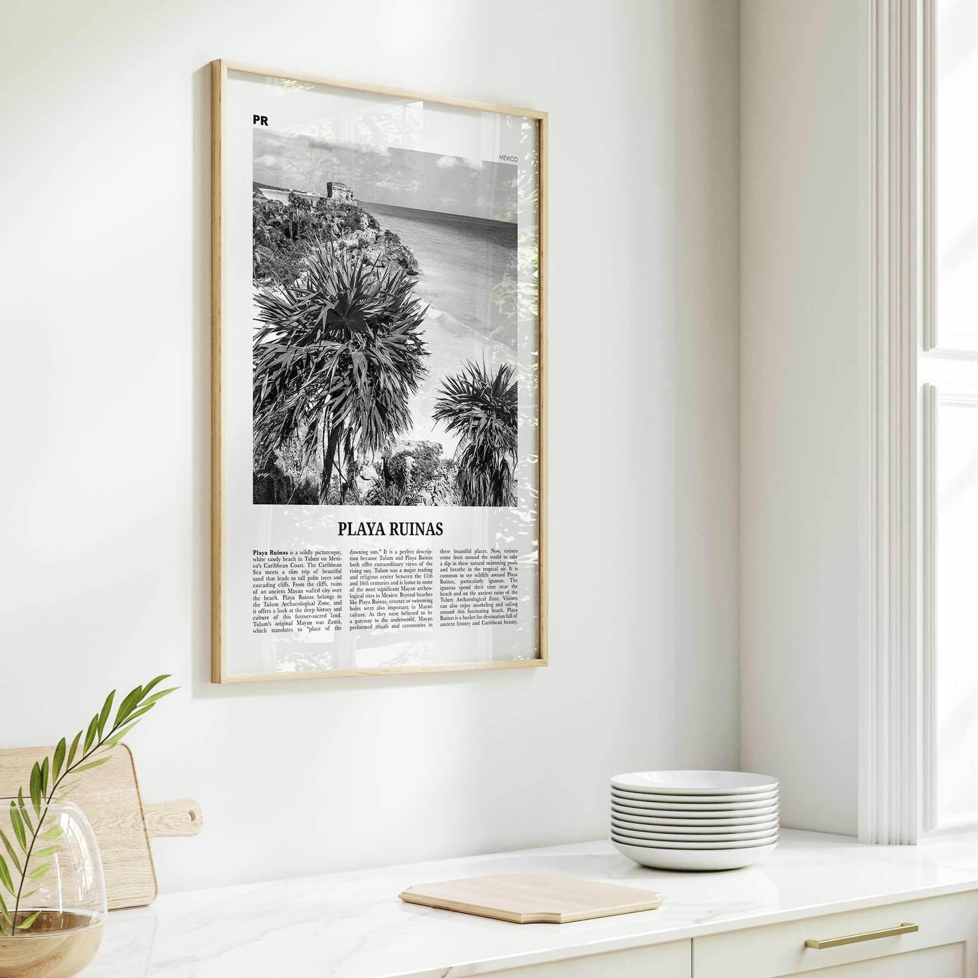 Playa Ruinas Print Black and White, Playa Ruinas Wall Art, Playa Ruinas Poster, Playa Ruinas Photo, Playa Ruinas Wall Décor, Mexico
