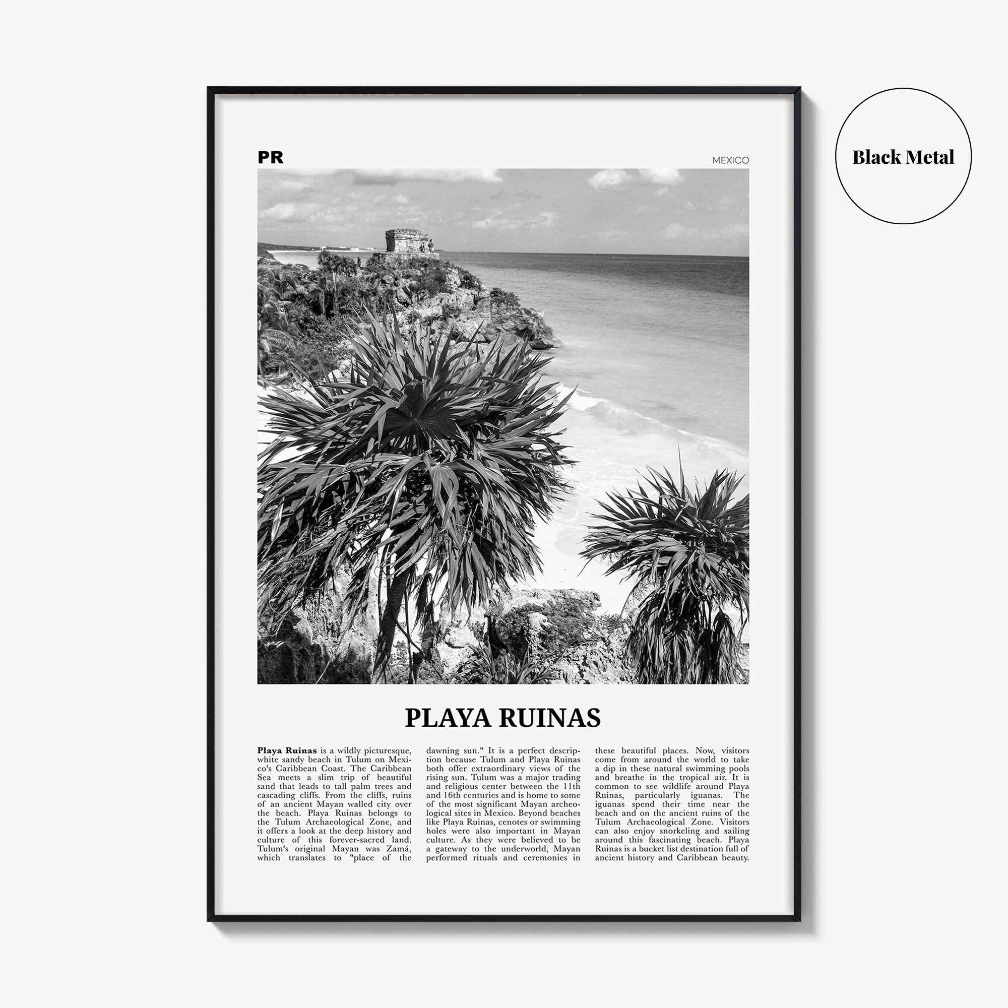 Playa Ruinas Print Black and White, Playa Ruinas Wall Art, Playa Ruinas Poster, Playa Ruinas Photo, Playa Ruinas Wall Décor, Mexico