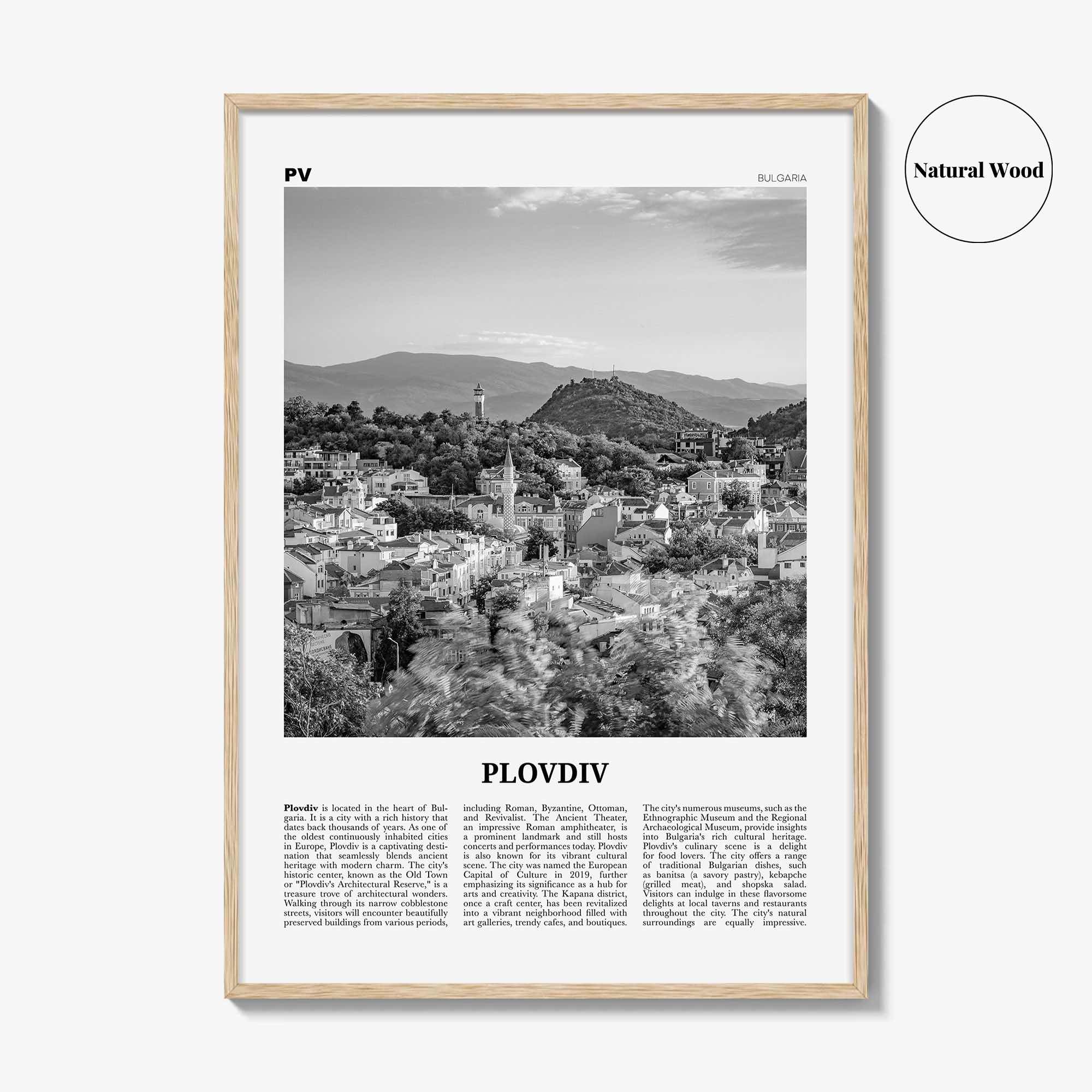 Plovdiv Print Black and White, Plovdiv Wall Art, Plovdiv Poster, Plovdiv Photo, Plovdiv Wall Décor, Plovdiv Map, Bulgaria