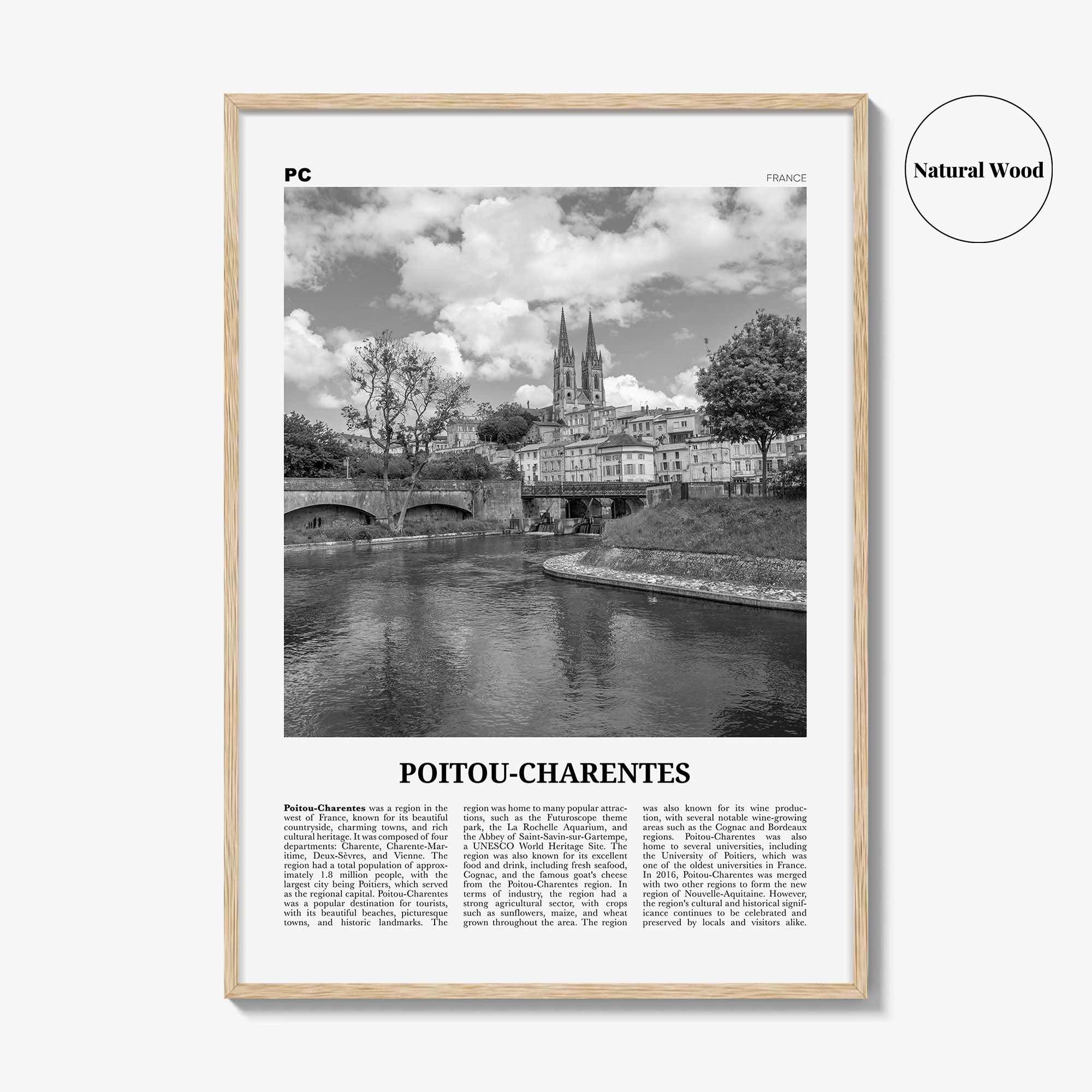 Poitou Charentes Print Black and White, Poitou-Charentes Art, Poitou-Charentes Poster, Poitou-Charentes Photo, Décor, Poitou-Charentes Map