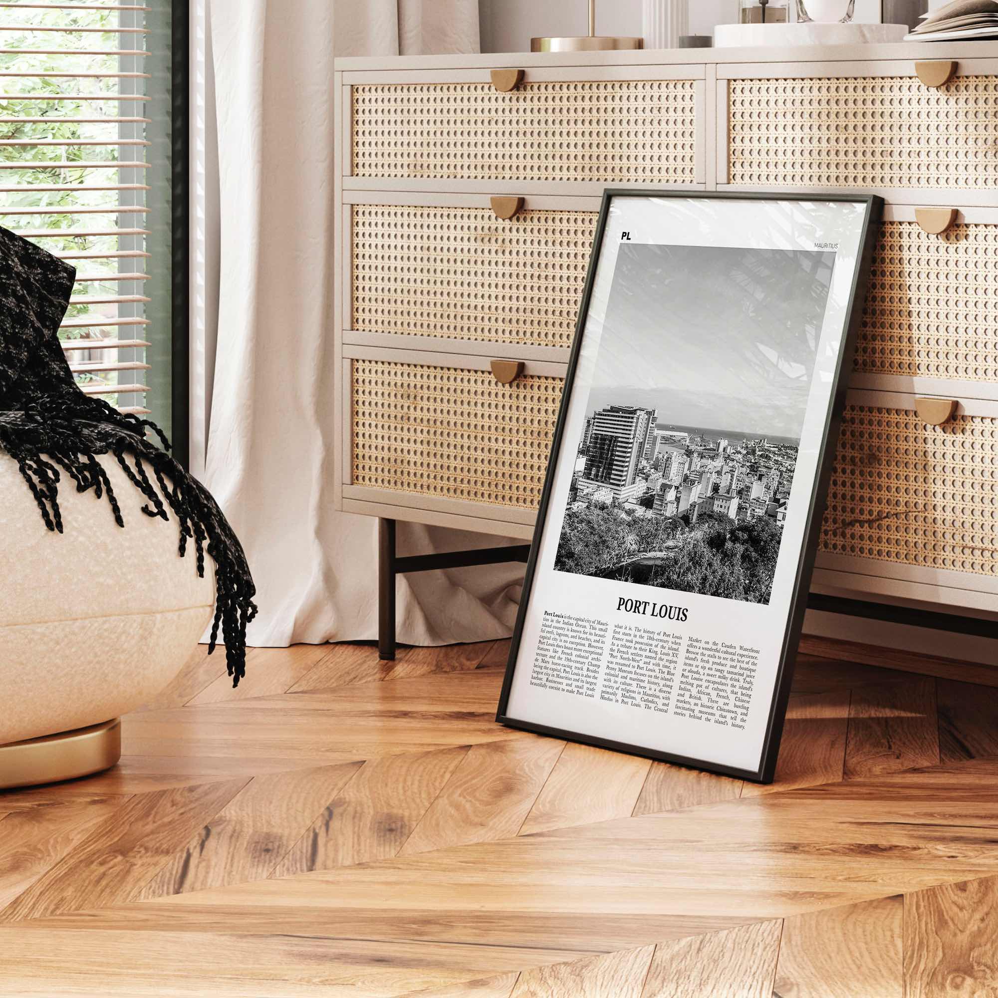 Port Louis Print Black and White, Port Louis Wall Art, Port Louis Poster, Port Louis Photo, Port Louis Wall Décor, Port Louis Map, Mauritius