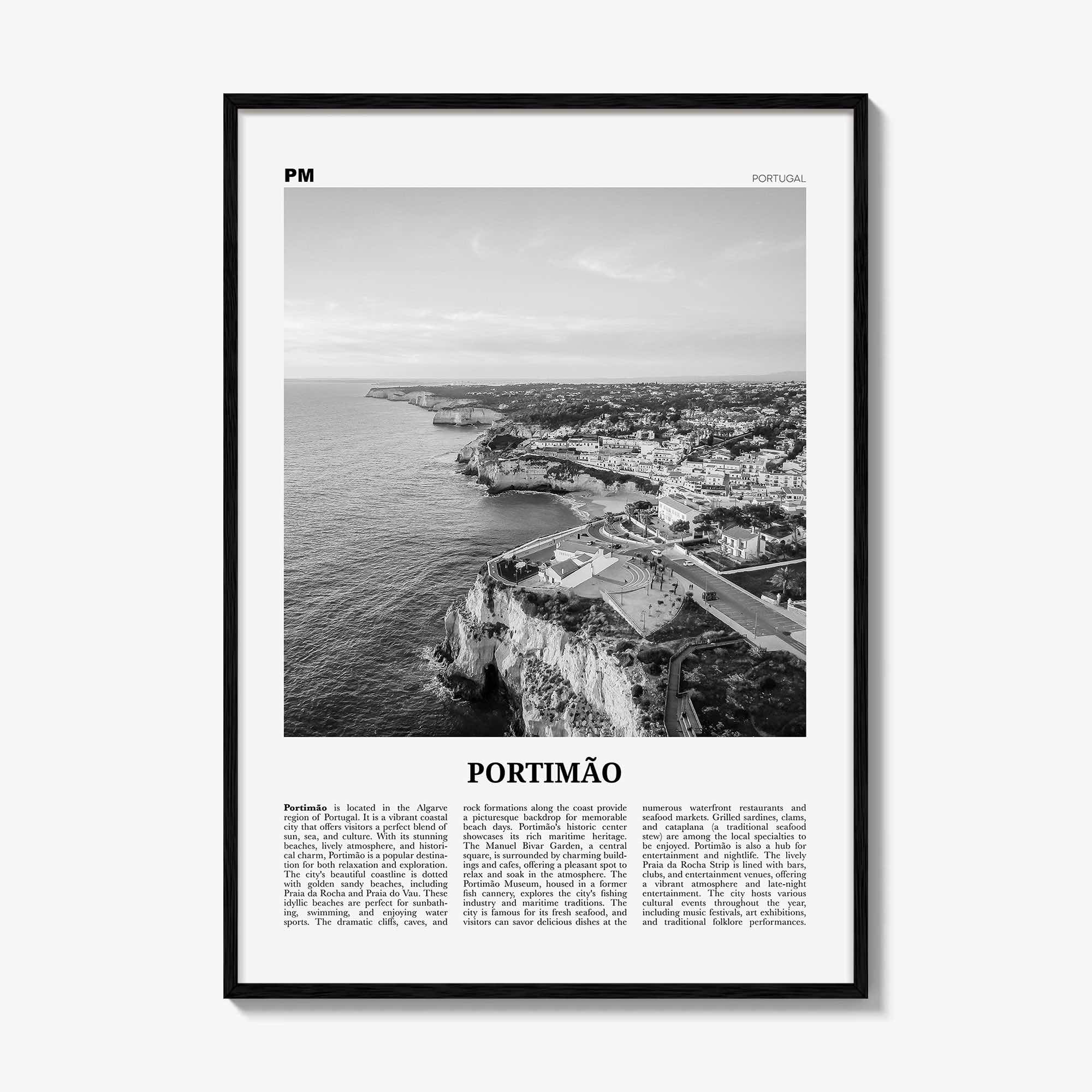 Portimao Print Black and White, Portimão Wall Art, Portimão Poster, Portimão Photo, Portimão Wall Décor, Portimão Map, Portugal