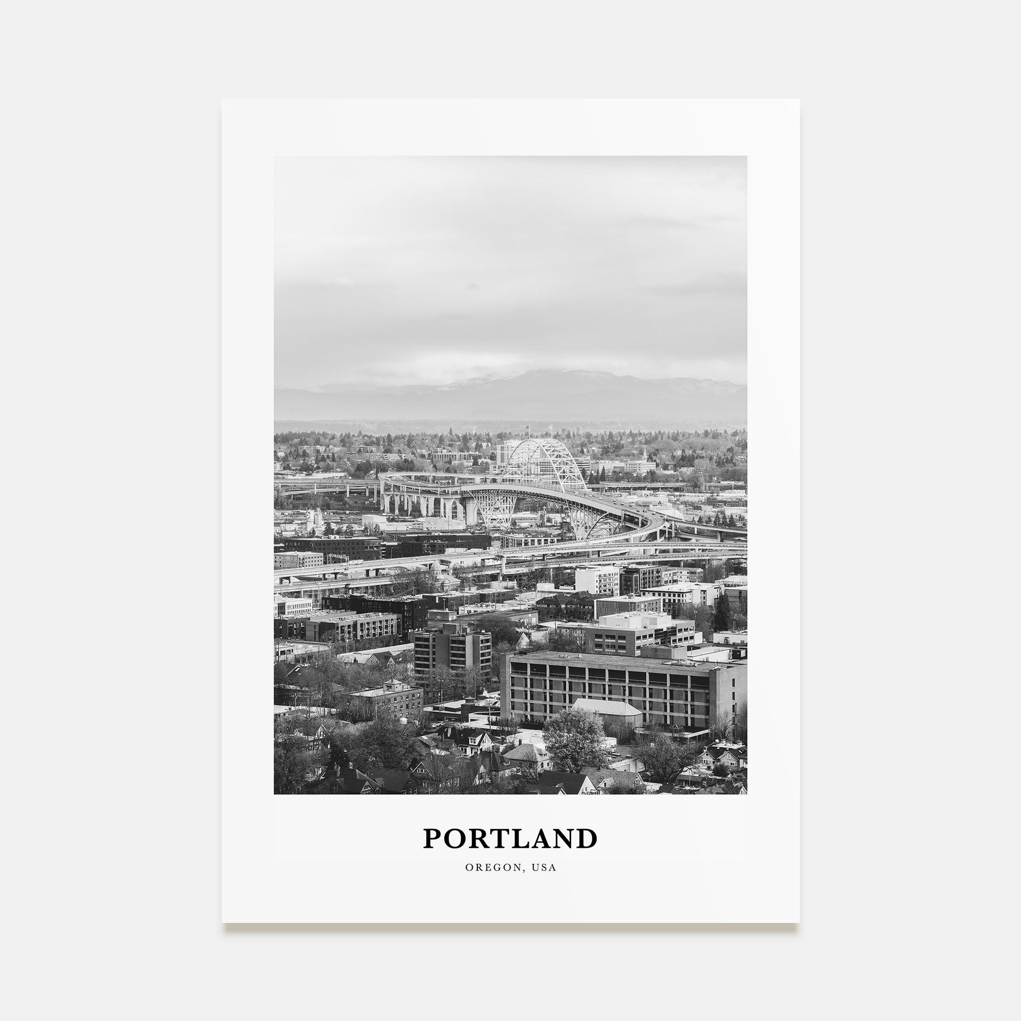 Portland, Oregon Portrait B&W No 1 Poster