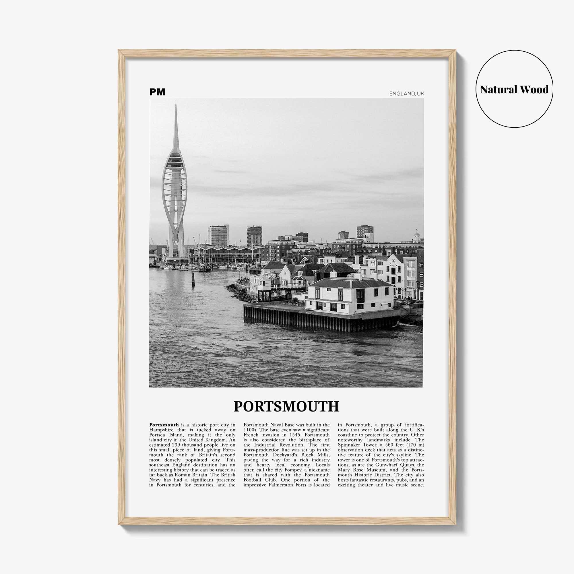 Portsmouth Print Black and White England No 3, Portsmouth Wall Art, Portsmouth Poster, Portsmouth Photo, Portsea Island, Hampshire