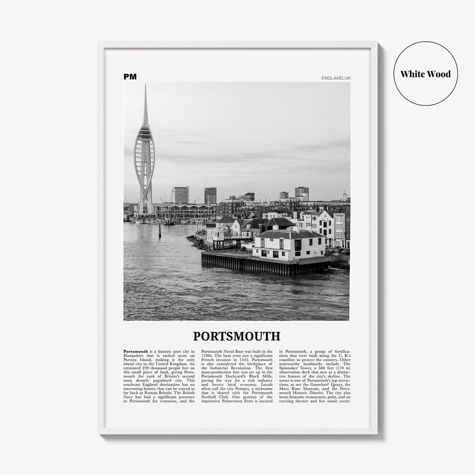 Portsmouth Print Black and White England No 3, Portsmouth Wall Art, Portsmouth Poster, Portsmouth Photo, Portsea Island, Hampshire