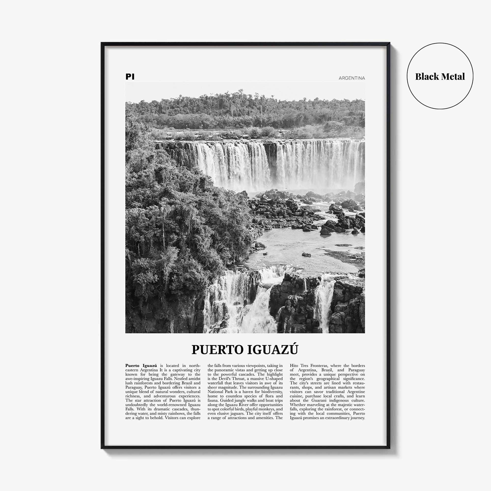 Puerto Iguazu Print Black and White, Puerto Iguazu Wall Art, Puerto Iguazu Poster, Puerto Iguazu Photo, Puerto Iguazu Wall Décor, Argentina