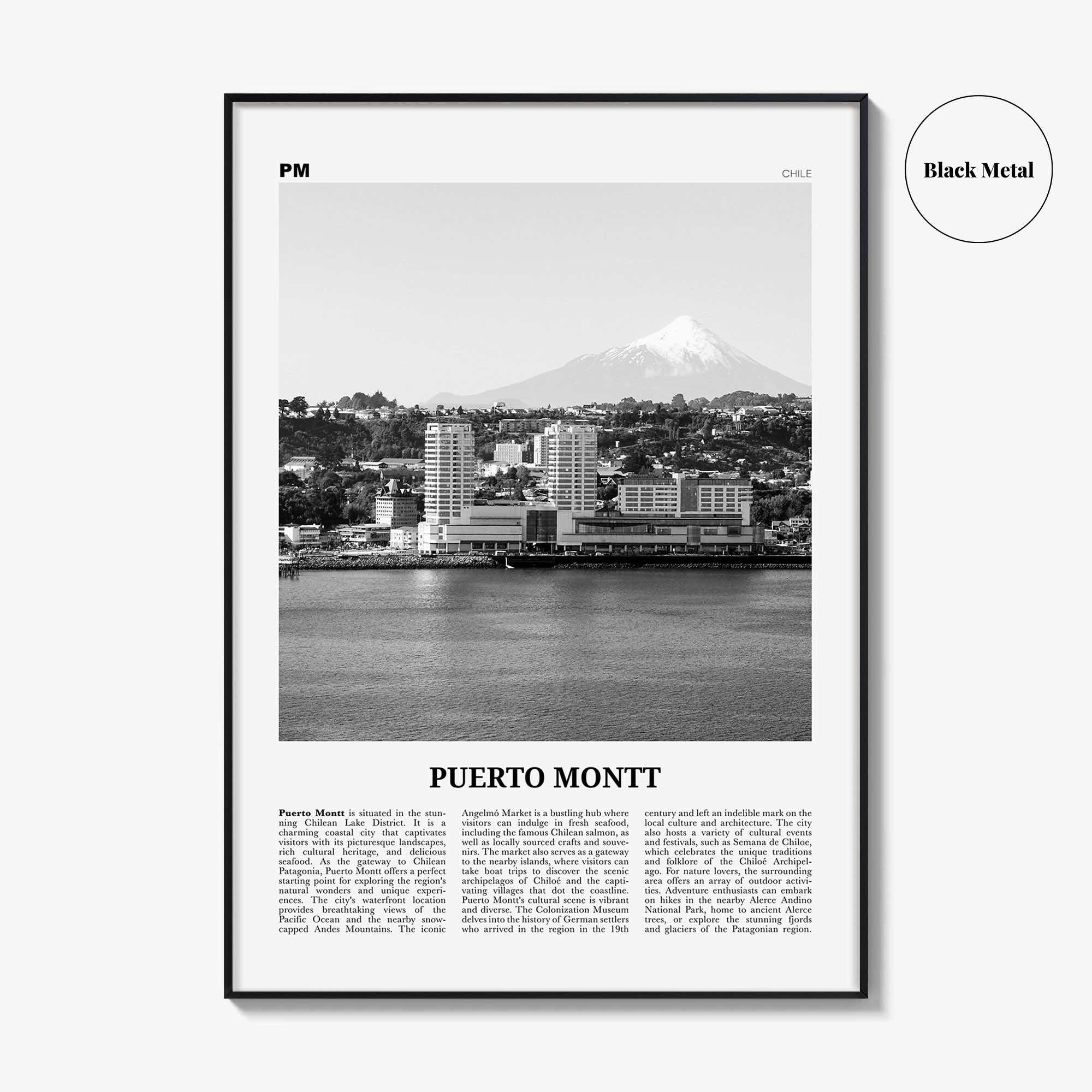 Puerto Montt Print Black and White, Puerto Montt Wall Art, Puerto Montt Poster, Puerto Montt Photo, Puerto Montt Wall Décor, Chile