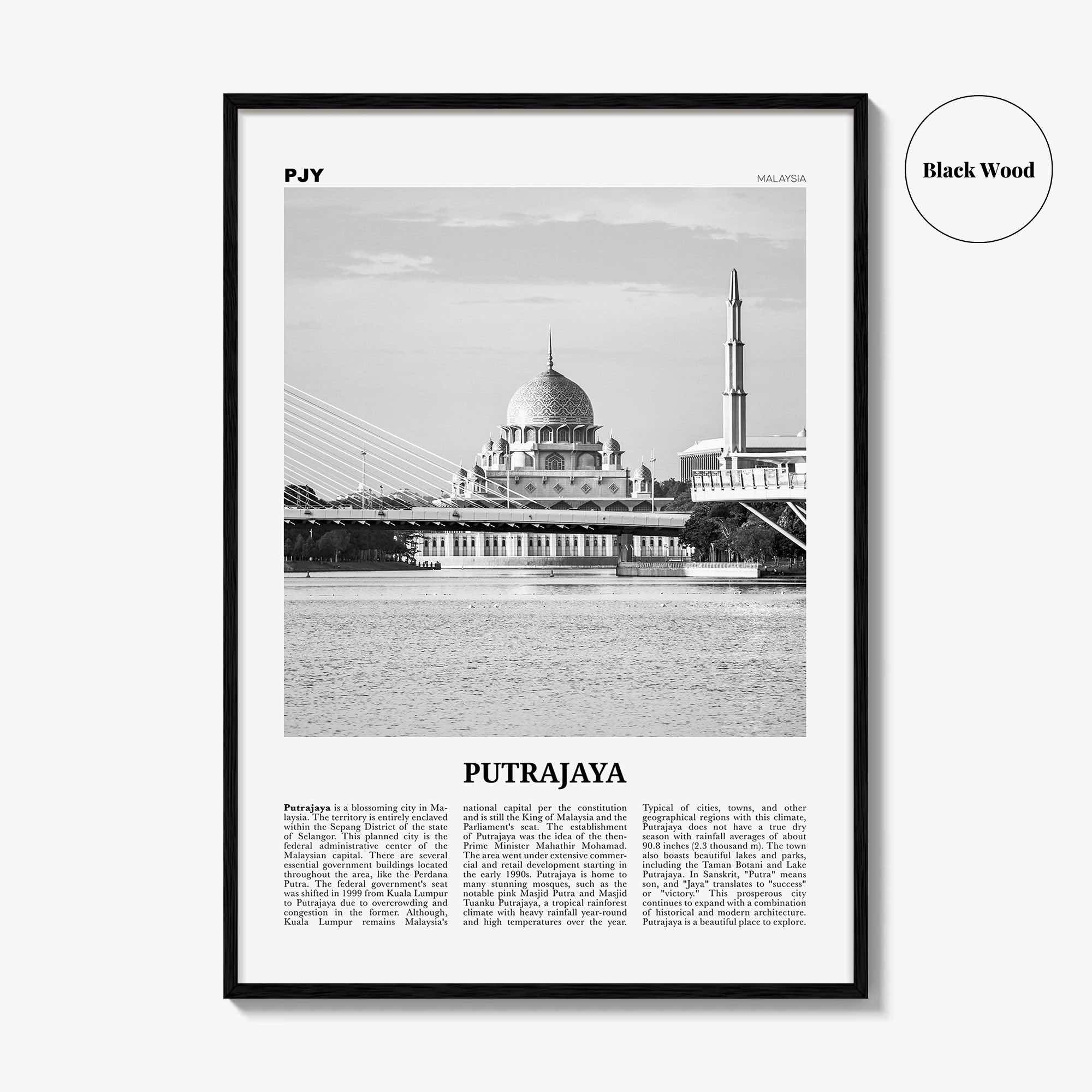 Putrajaya Print Black and White, Putrajaya Wall Art, Putrajaya Poster, Putrajaya Photo, Putrajaya Décor, Malaysia, Peninsular, Kuala Lumpur