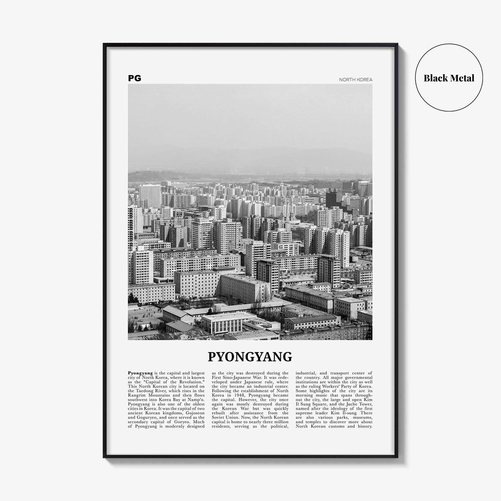 Pyongyang Print Black and White, Pyongyang Wall Art, Pyongyang Poster, Pyongyang Photo, Pyongyang Wall Décor, Pyongyang Map, North Korea