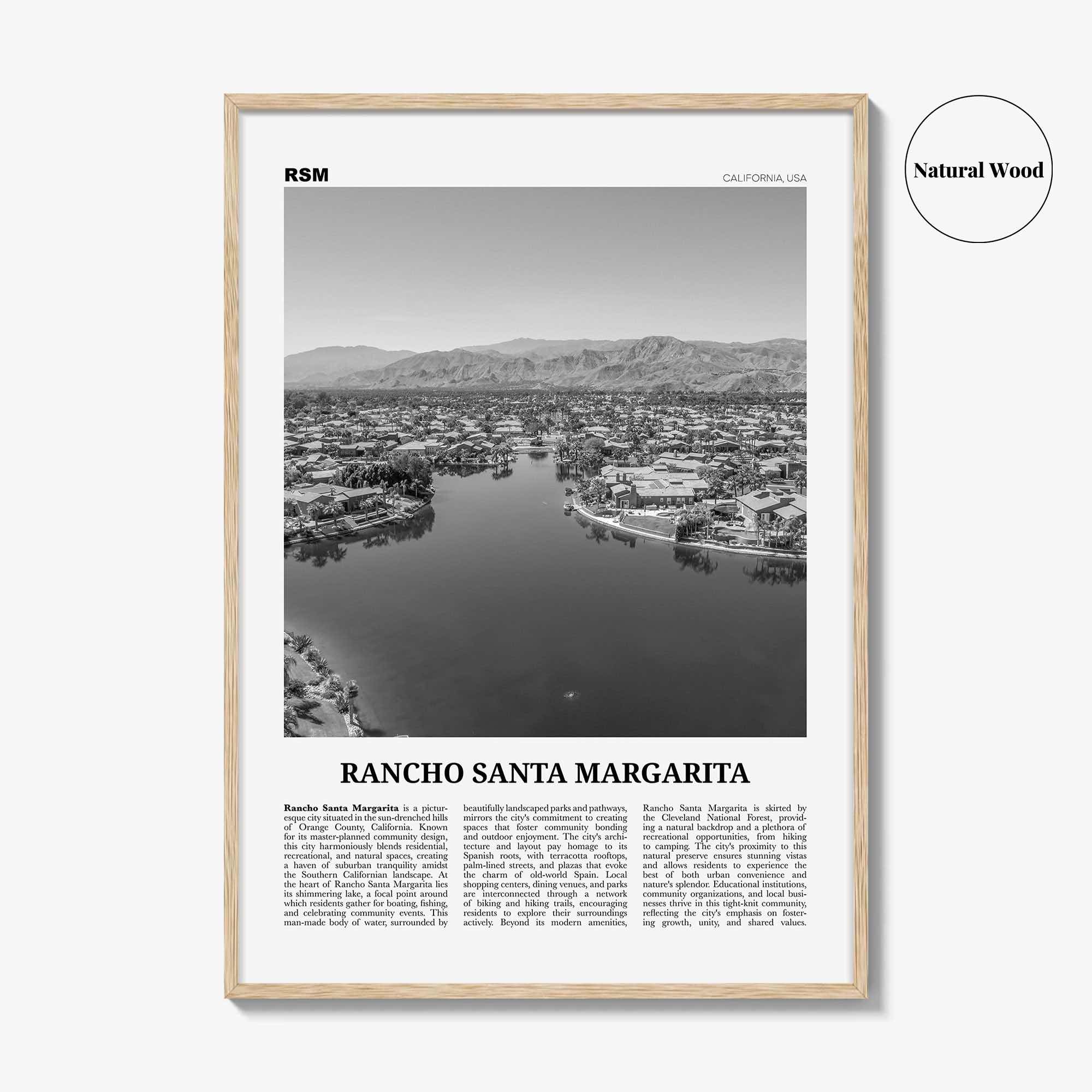 Rancho Santa Margarita Print Black and White, Rancho Santa Margarita Wall Art, Rancho Santa Margarita Poster, Rancho Santa Margarita Photo