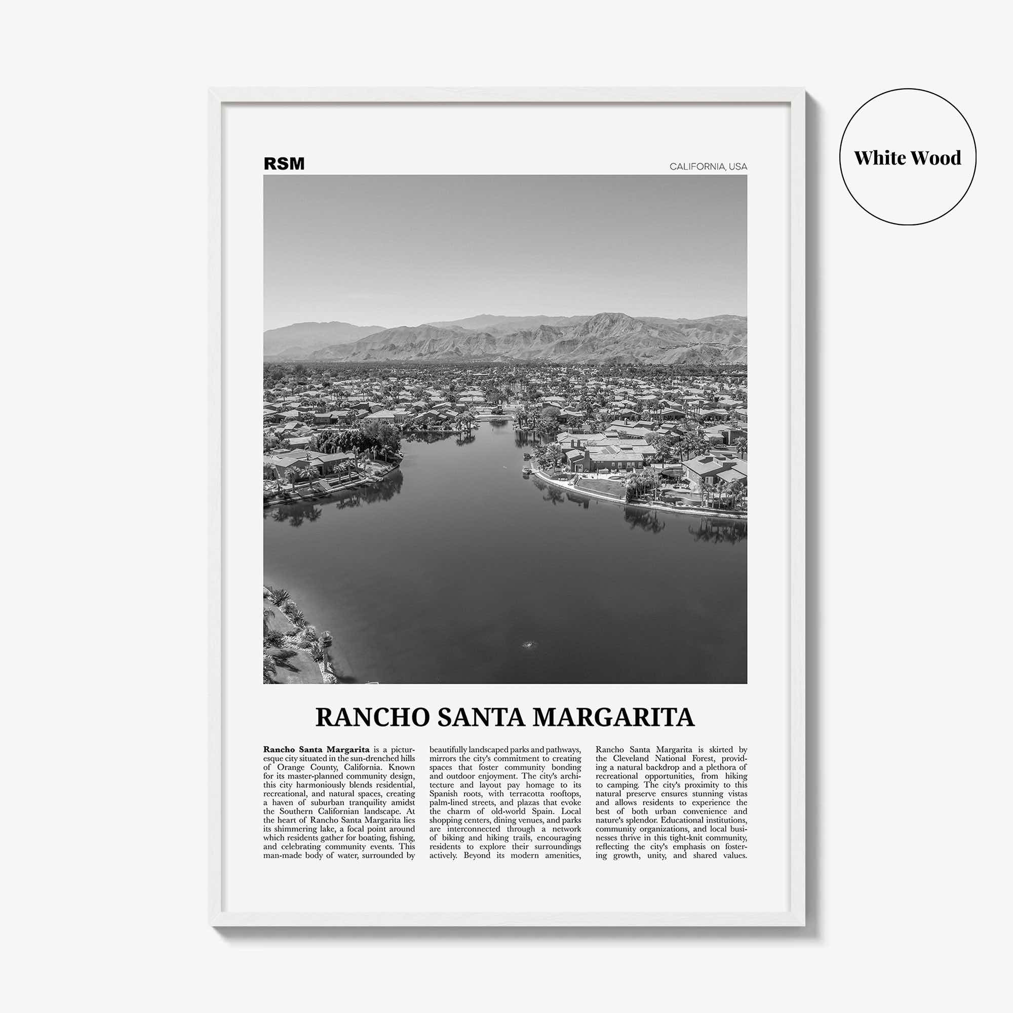 Rancho Santa Margarita Print Black and White, Rancho Santa Margarita Wall Art, Rancho Santa Margarita Poster, Rancho Santa Margarita Photo