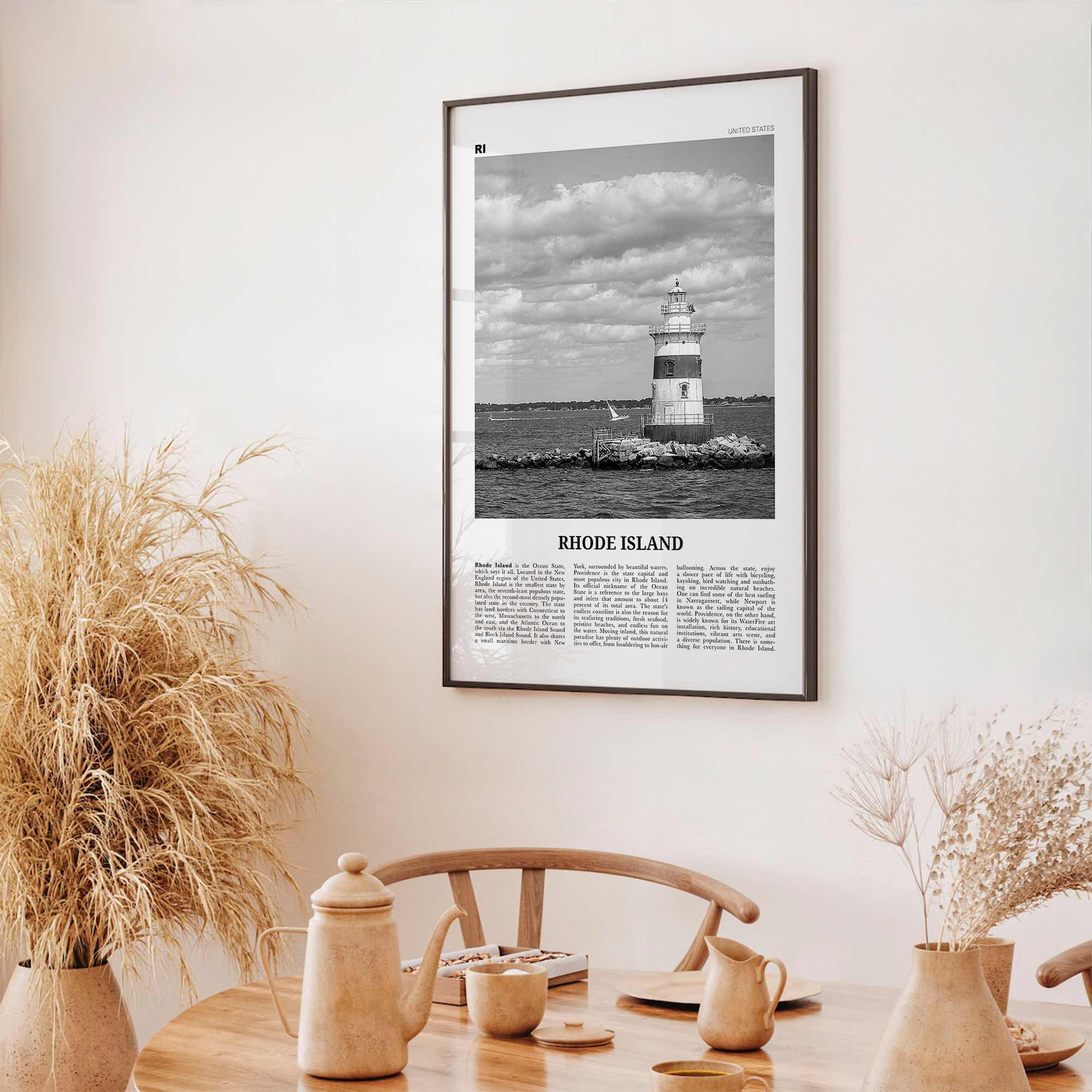 Rhode Island Print Black and White No 3, Rhode Island Art, Rhode Island Poster, Rhode Island Photo, Rhode Island Map