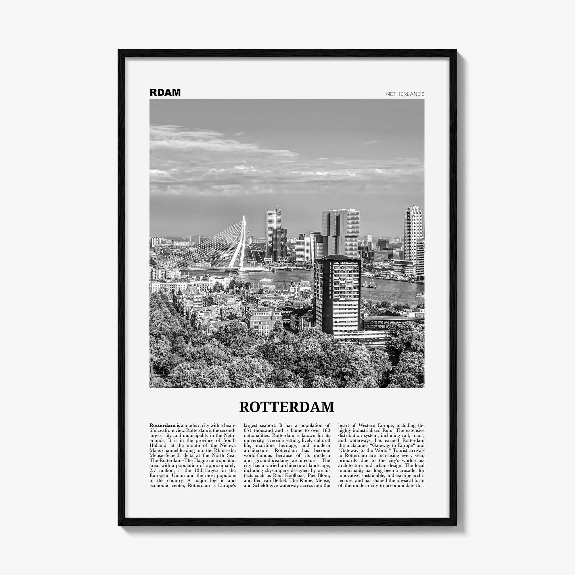 Rotterdam Print Black and White No 2, Rotterdam Wall Art, Rotterdam Poster, Rotterdam Photo, Netherlands, Nederland, Holland, Europe