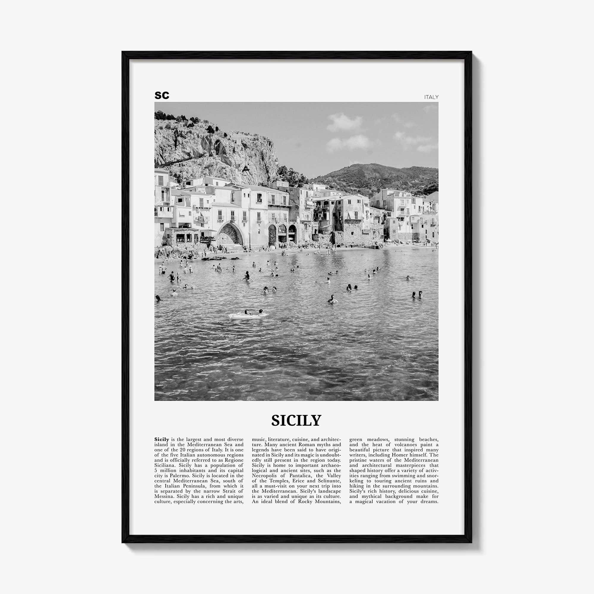Sicily Print Black and White No 1, Sicily Wall Art, Sicily Poster, Sicily Photo, Sicily Décor, Italy, Sicilia, Sicìlia, Palermo, Catania