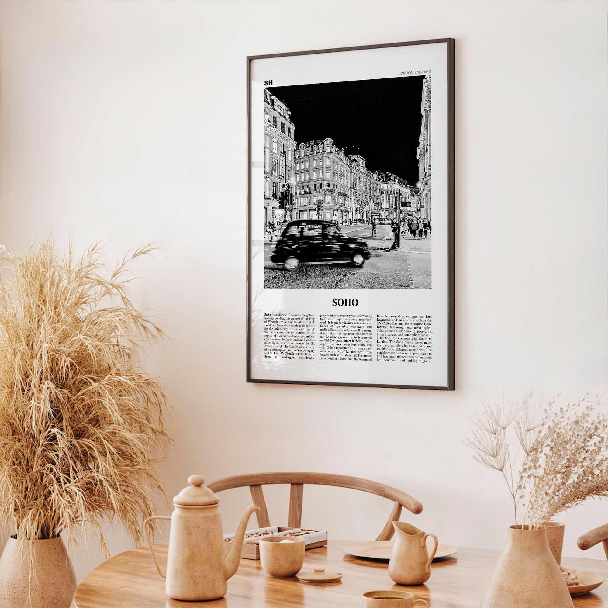 Soho Print Black and White London No 1, Soho London Wall Art, Soho London Poster, Soho London Photo, England, UK, United Kingdom, Europe