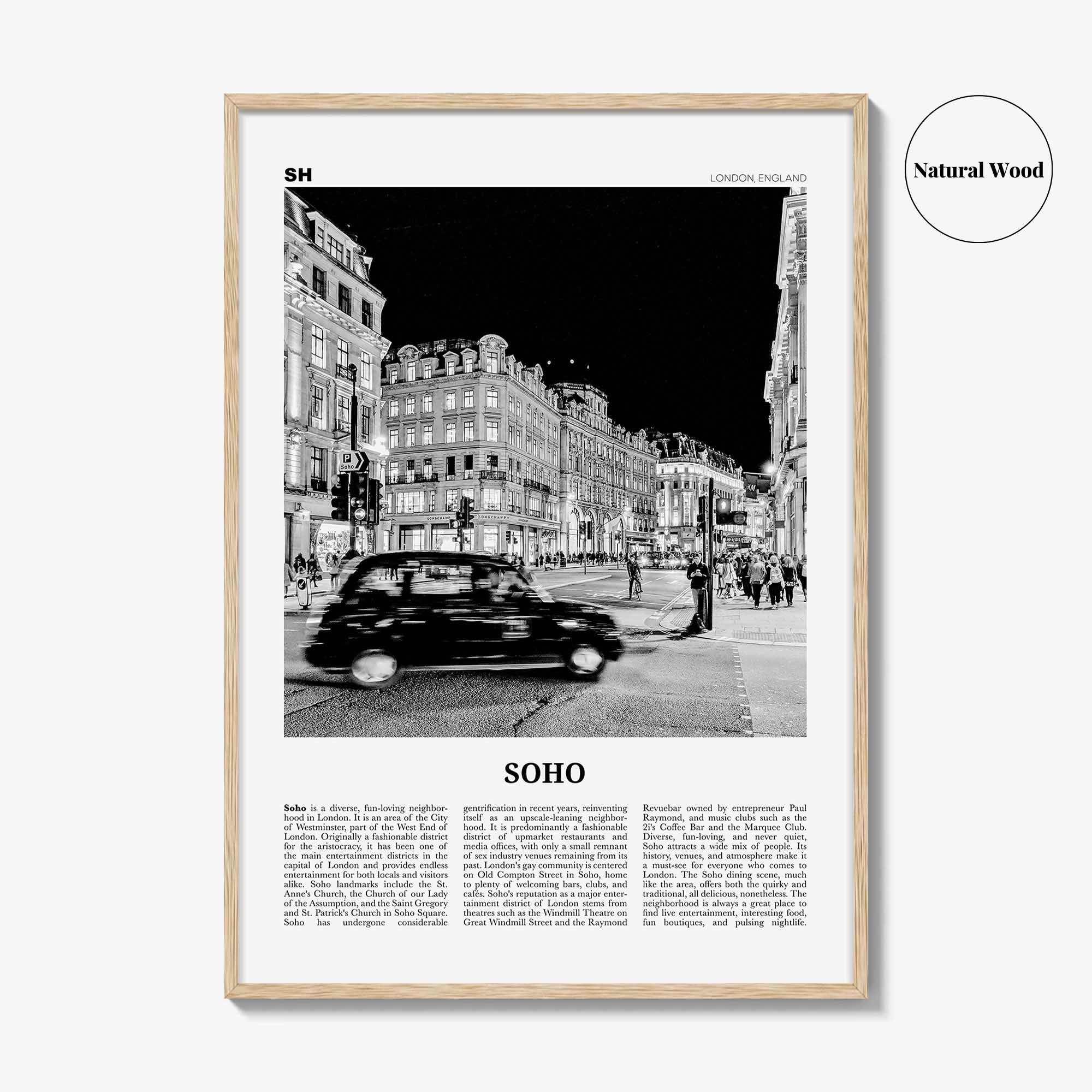 Soho Print Black and White London No 1, Soho London Wall Art, Soho London Poster, Soho London Photo, England, UK, United Kingdom, Europe