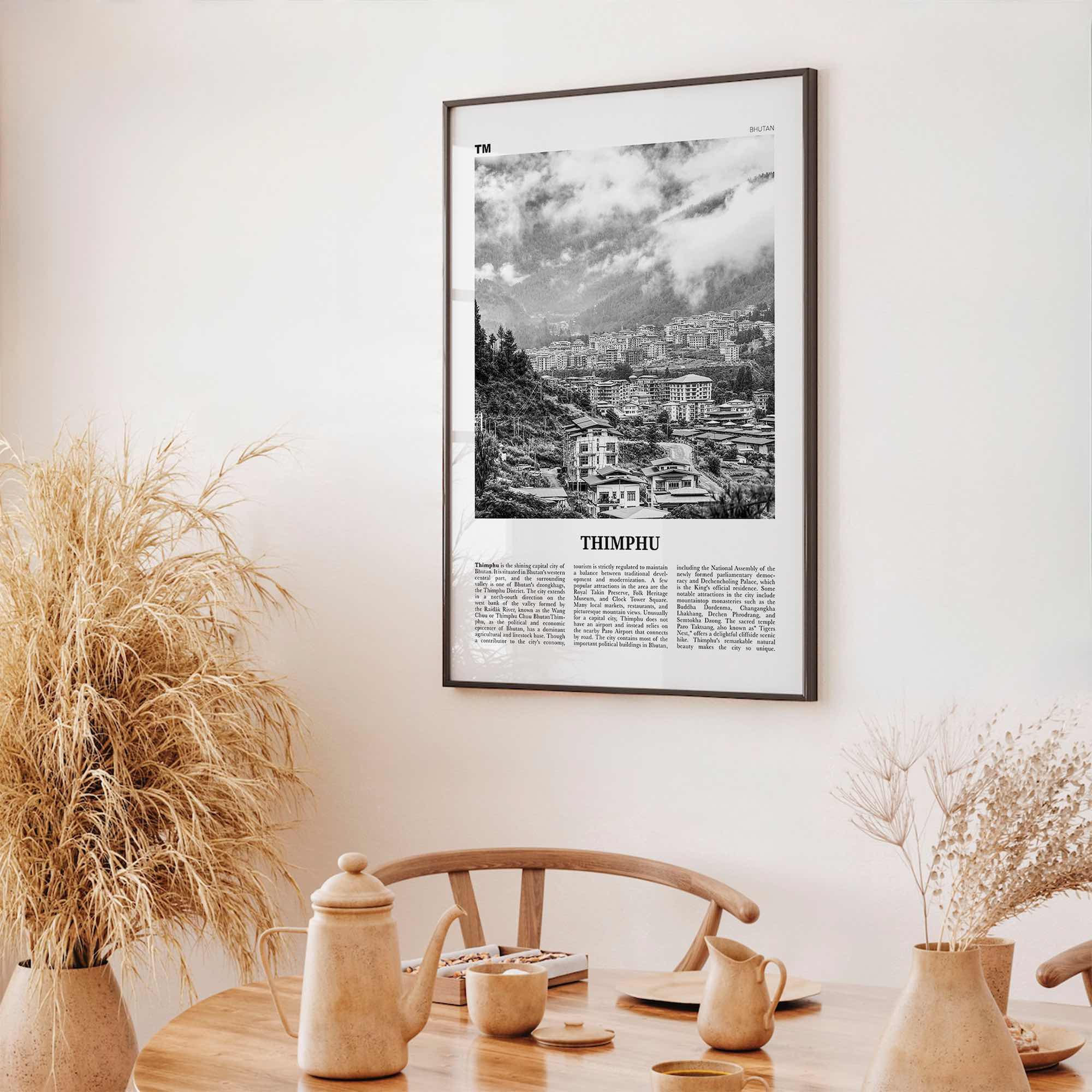 Thimphu Print Black and White, Thimphu Wall Art, Thimphu Poster, Thimphu Photo, Thimphu Wall Décor, Thimbu, Thimpu, Bhutan