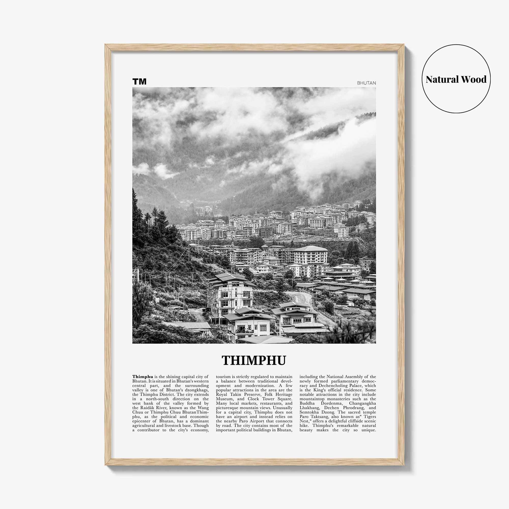 Thimphu Print Black and White, Thimphu Wall Art, Thimphu Poster, Thimphu Photo, Thimphu Wall Décor, Thimbu, Thimpu, Bhutan