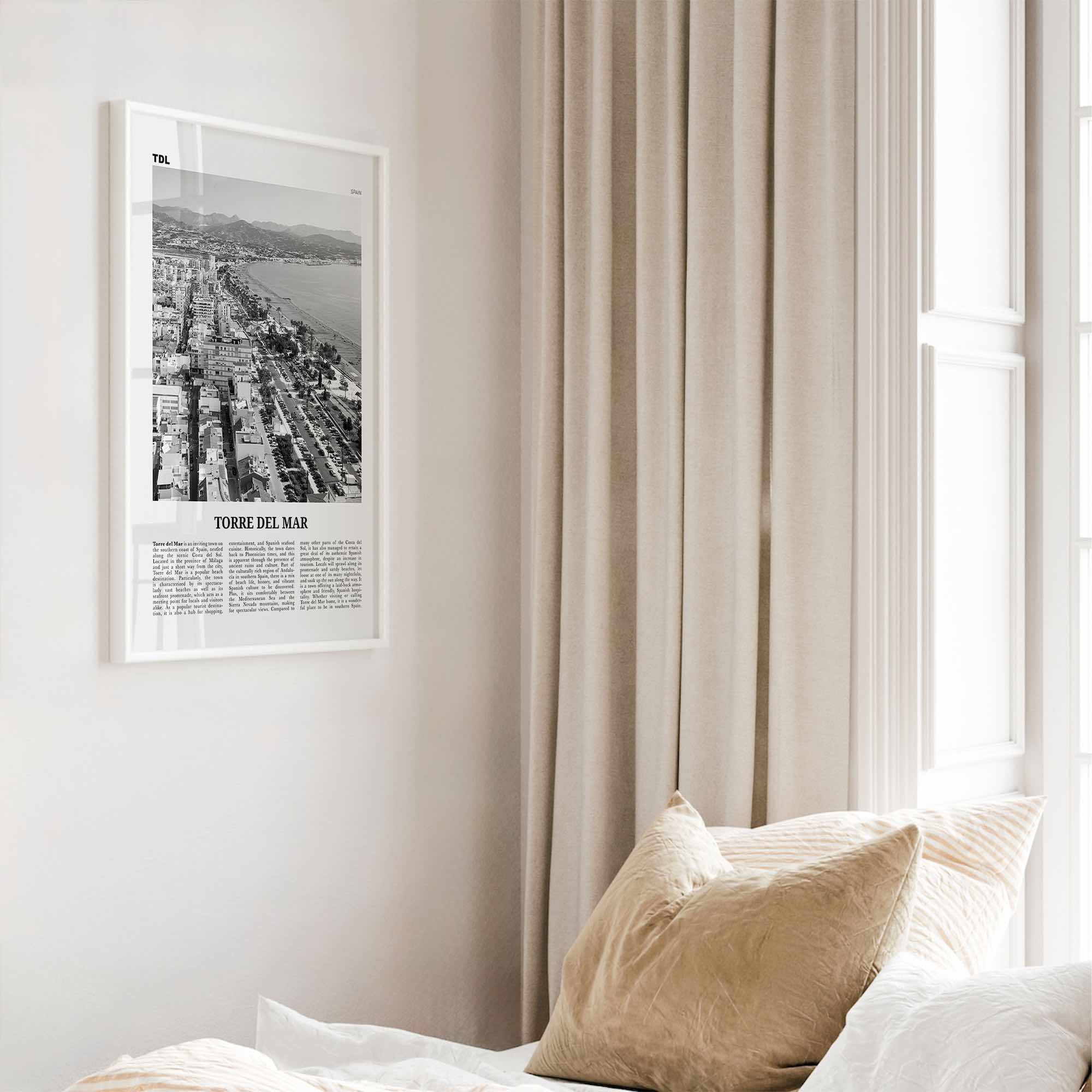 Torre del Mar Print Black and White, Torre del Mar Art, Torre del Mar Poster, Torre del Mar Photo, Torre del Mar Décor, Torre del Mar Map