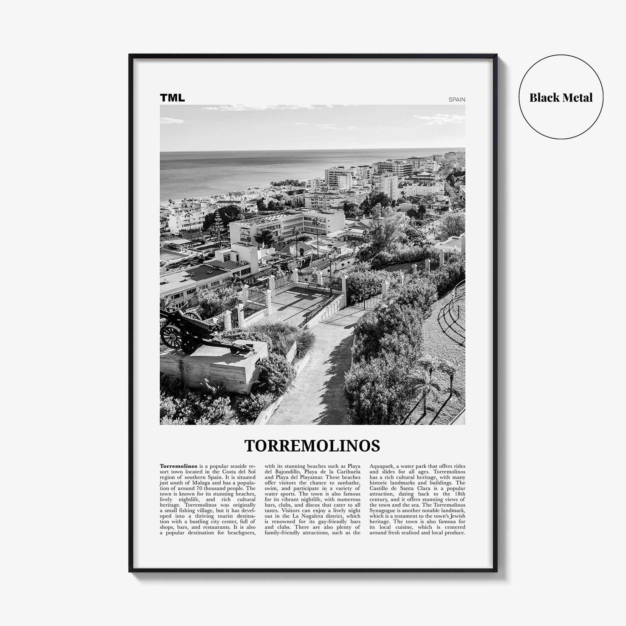Torremolinos Print Black and White, Torremolinos Wall Art, Torremolinos Poster, Torremolinos Photo, Torremolinos Décor, Torremolinos Map