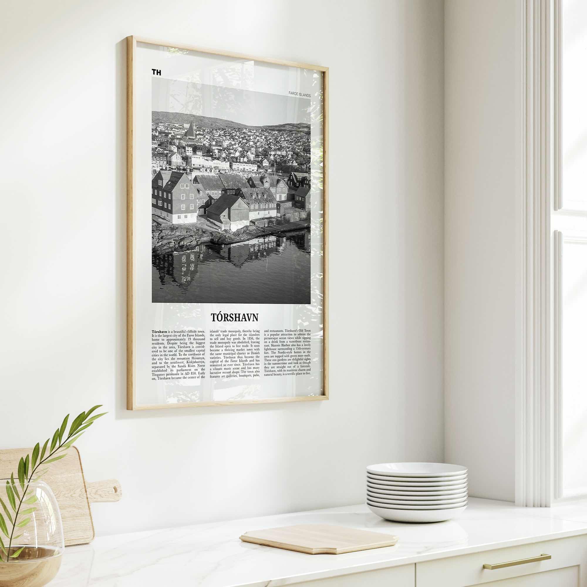 Torshavn Print Black and White, Tórshavn Wall Art, Tórshavn Poster, Tórshavn Photo, Tórshavn Wall Décor, Thorshavn, Faroe Islands