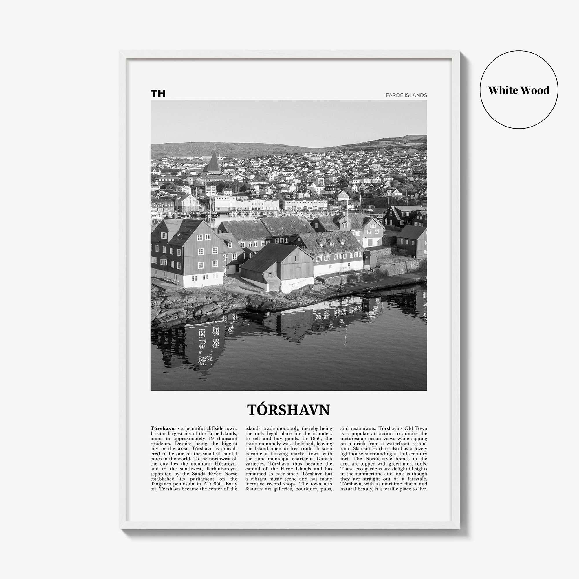 Torshavn Print Black and White, Tórshavn Wall Art, Tórshavn Poster, Tórshavn Photo, Tórshavn Wall Décor, Thorshavn, Faroe Islands