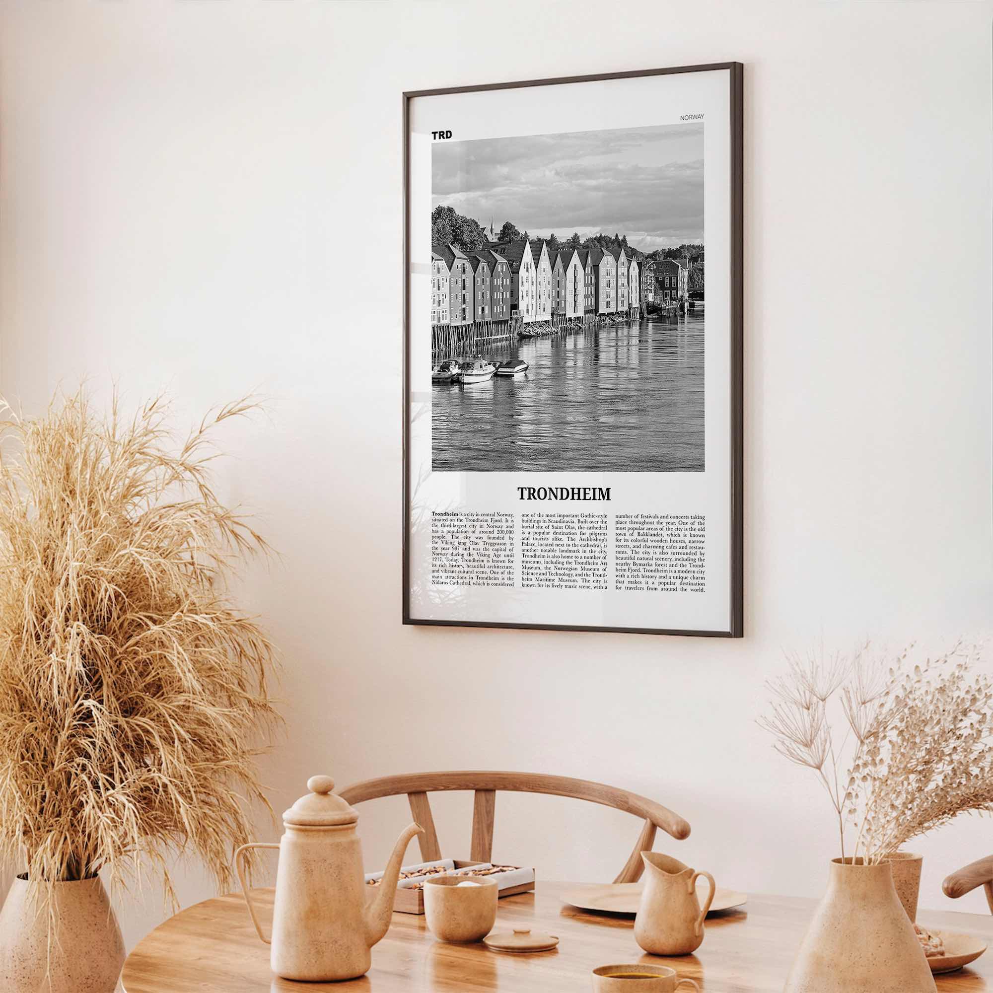 Trondheim Print Black and White, Trondheim Wall Art, Trondheim Poster, Trondheim Photo, Trondheim Wall Décor, Trondheim Map, Norway