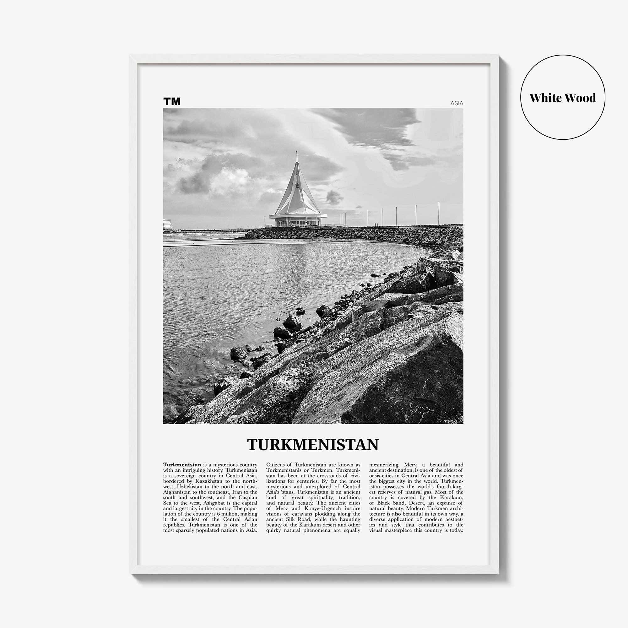 Turkmenistan Print Black and White, Turkmenistan Wall Art, Turkmenistan Poster, Turkmenistan Photo, Türkmenistan, Turkmenia, Ashgabat, Asia