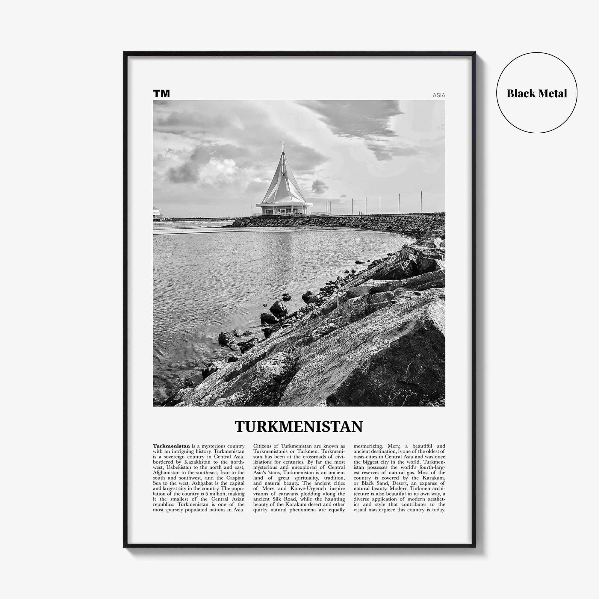 Turkmenistan Print Black and White, Turkmenistan Wall Art, Turkmenistan Poster, Turkmenistan Photo, Türkmenistan, Turkmenia, Ashgabat, Asia