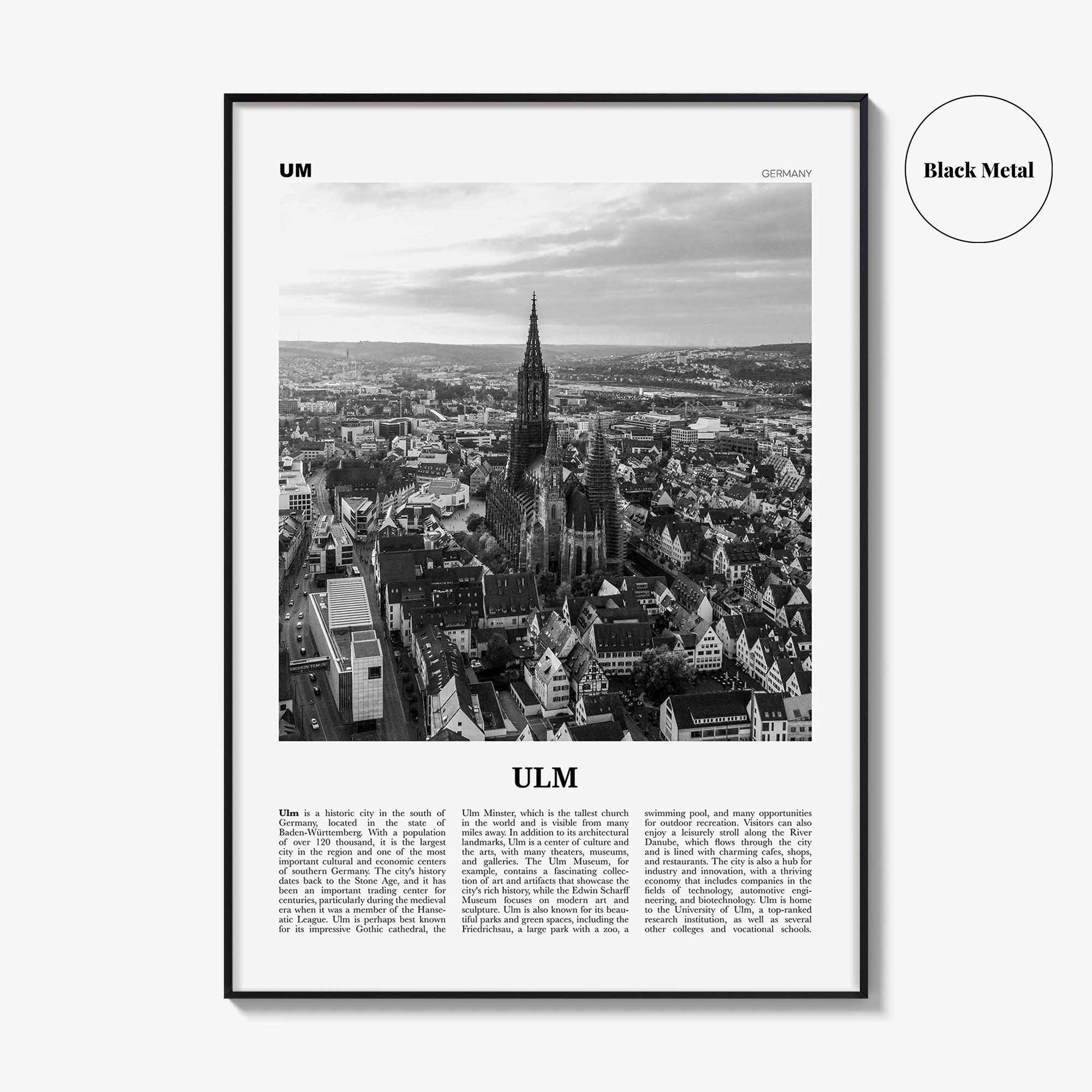 Ulm Print Black and White, Ulm Wall Art, Ulm Poster, Ulm Photo, Ulm Wall Décor, Ulm Map, Germany