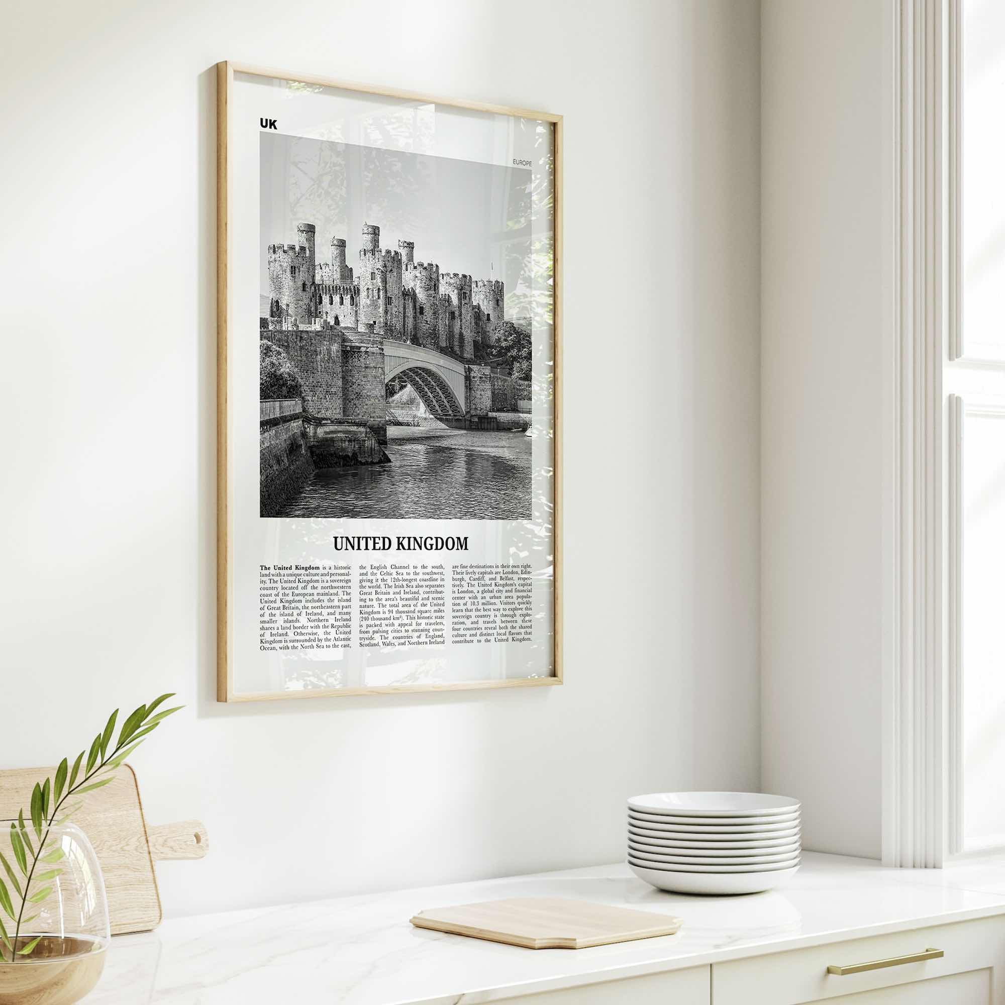 United Kingdom Print Black and White No 2, United Kingdom Wall Art, United Kingdom Poster, UK, Great Britain, England, Ireland, Scotland